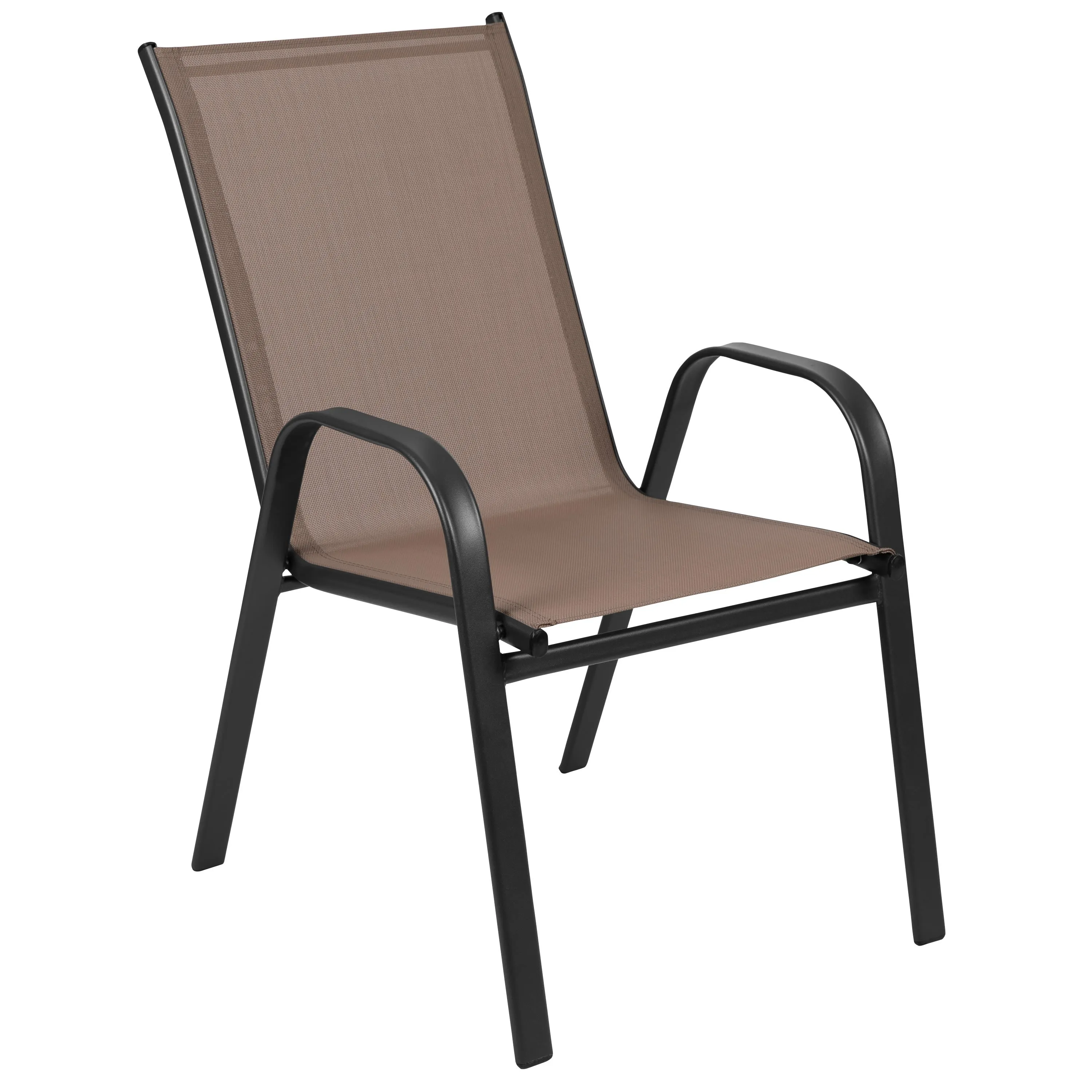 4 Pack Brazos Series Outdoor Stack Chair with Flex Comfort Material and Metal Frame