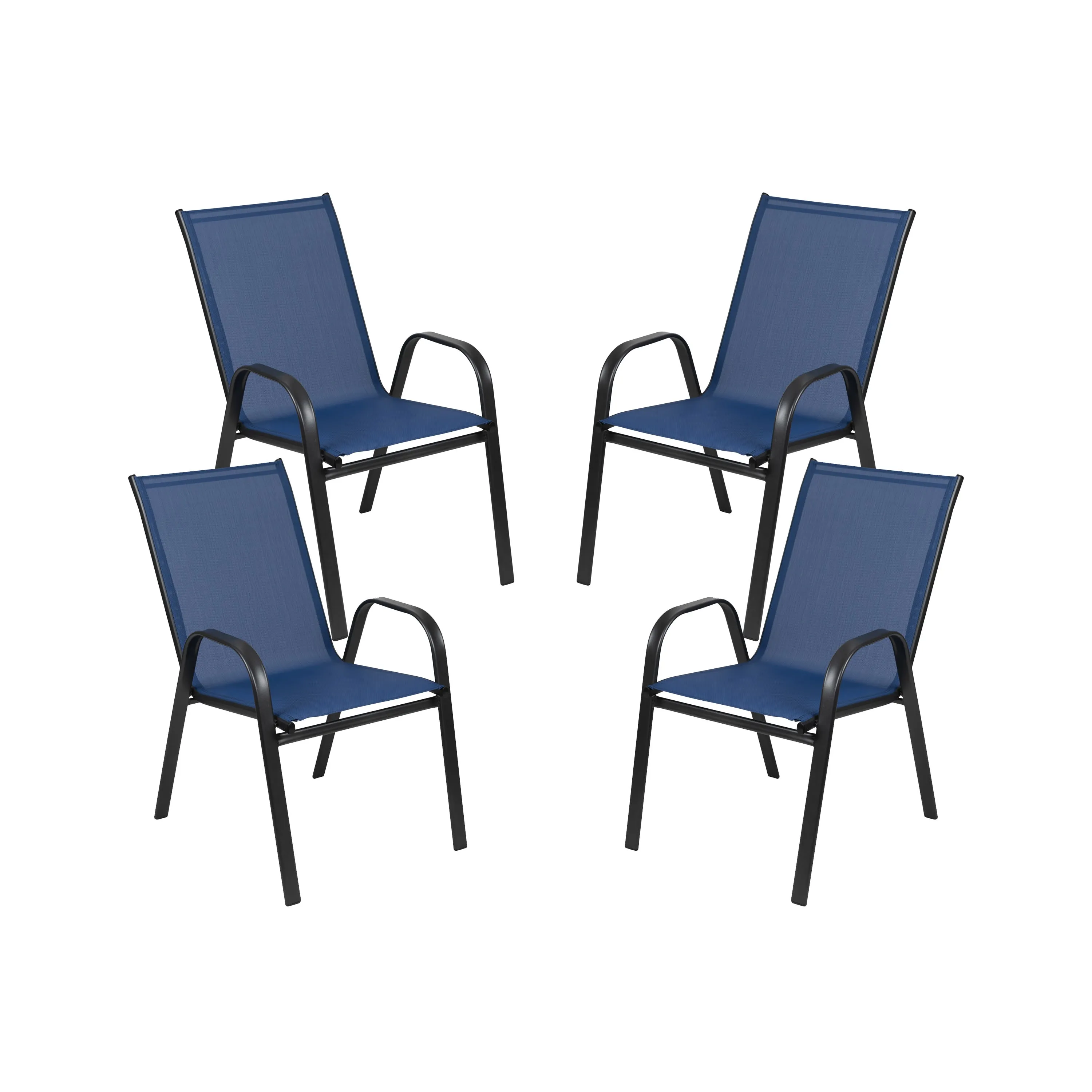 4 Pack Brazos Series Outdoor Stack Chair with Flex Comfort Material and Metal Frame