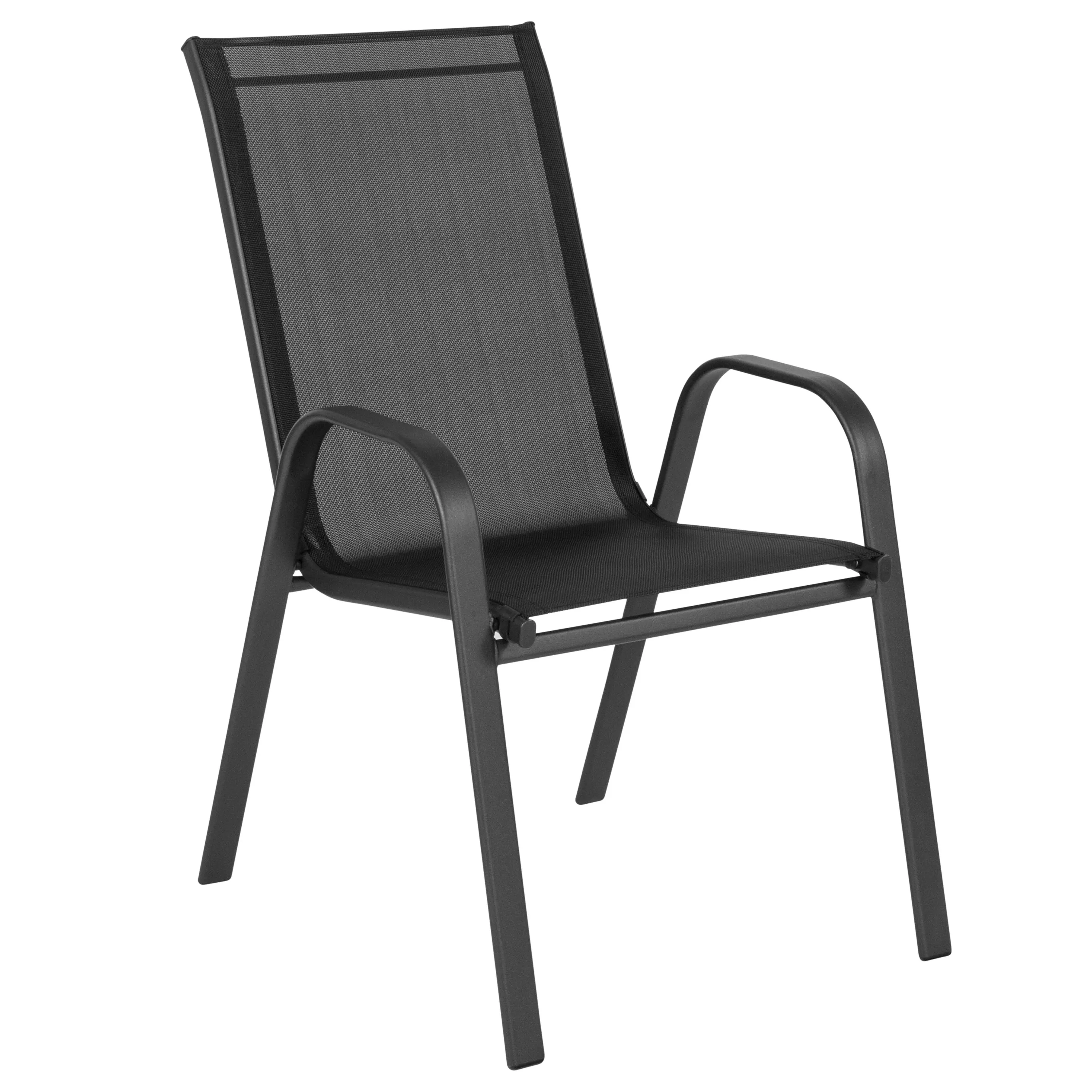 4 Pack Brazos Series Outdoor Stack Chair with Flex Comfort Material and Metal Frame