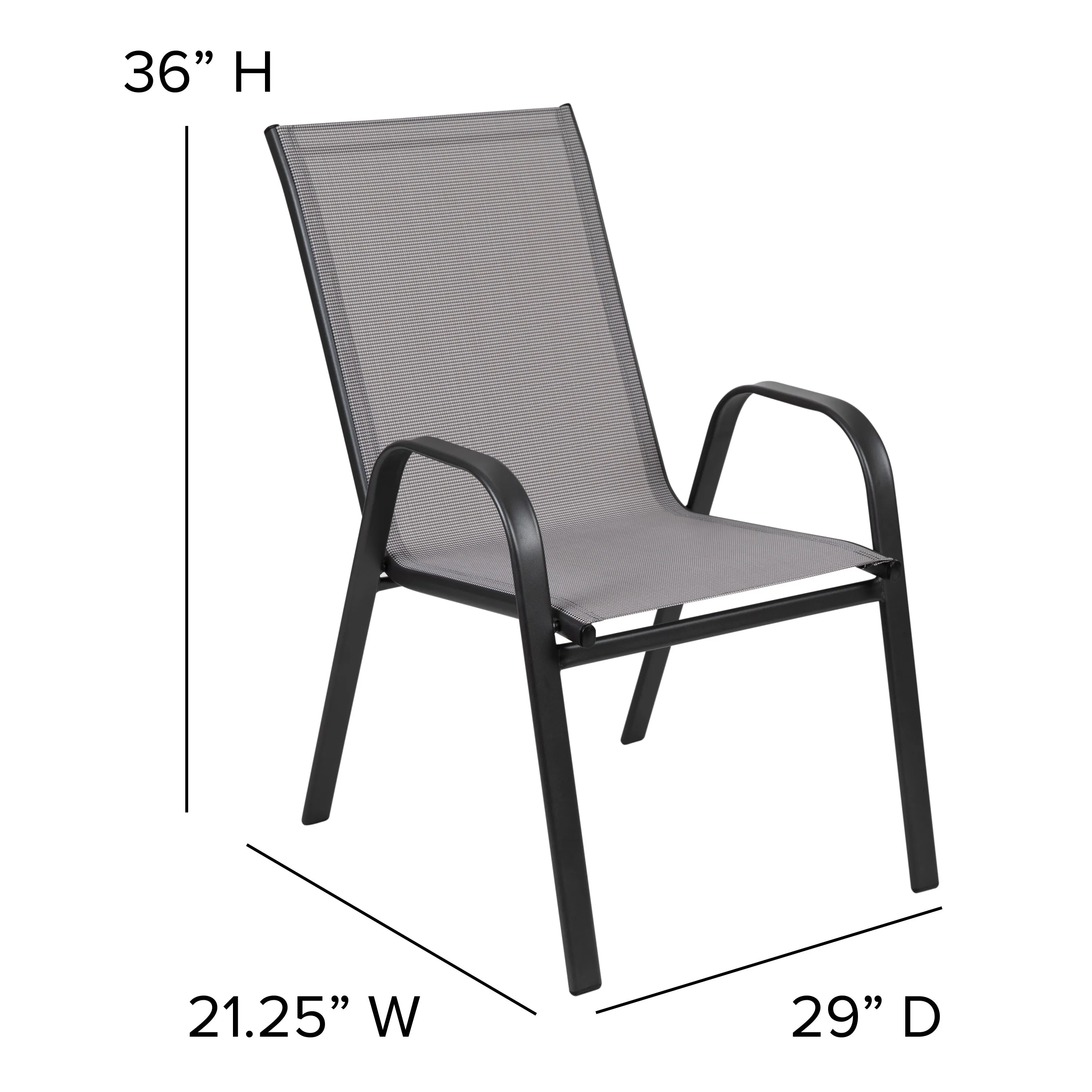 4 Pack Brazos Series Outdoor Stack Chair with Flex Comfort Material and Metal Frame