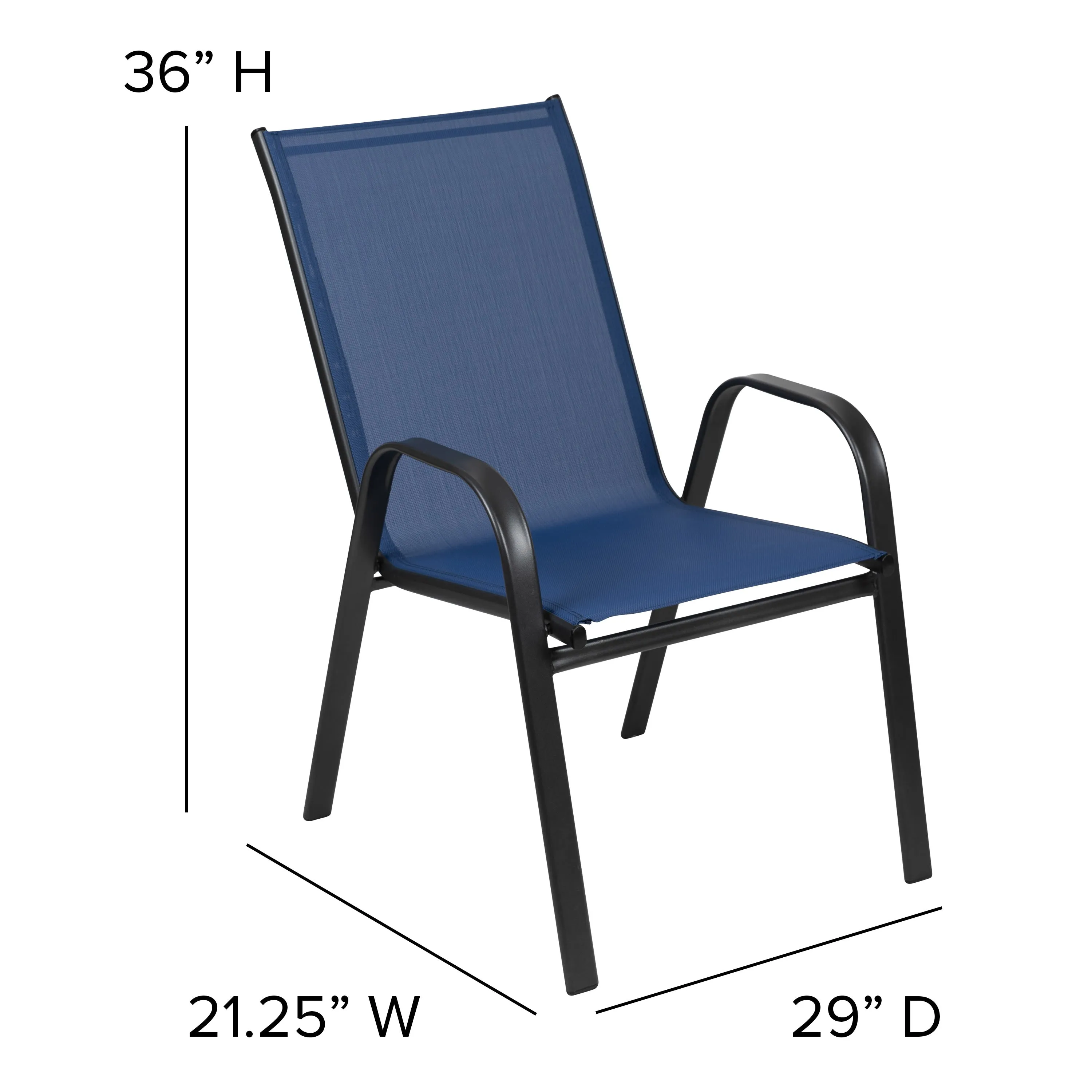 4 Pack Brazos Series Outdoor Stack Chair with Flex Comfort Material and Metal Frame