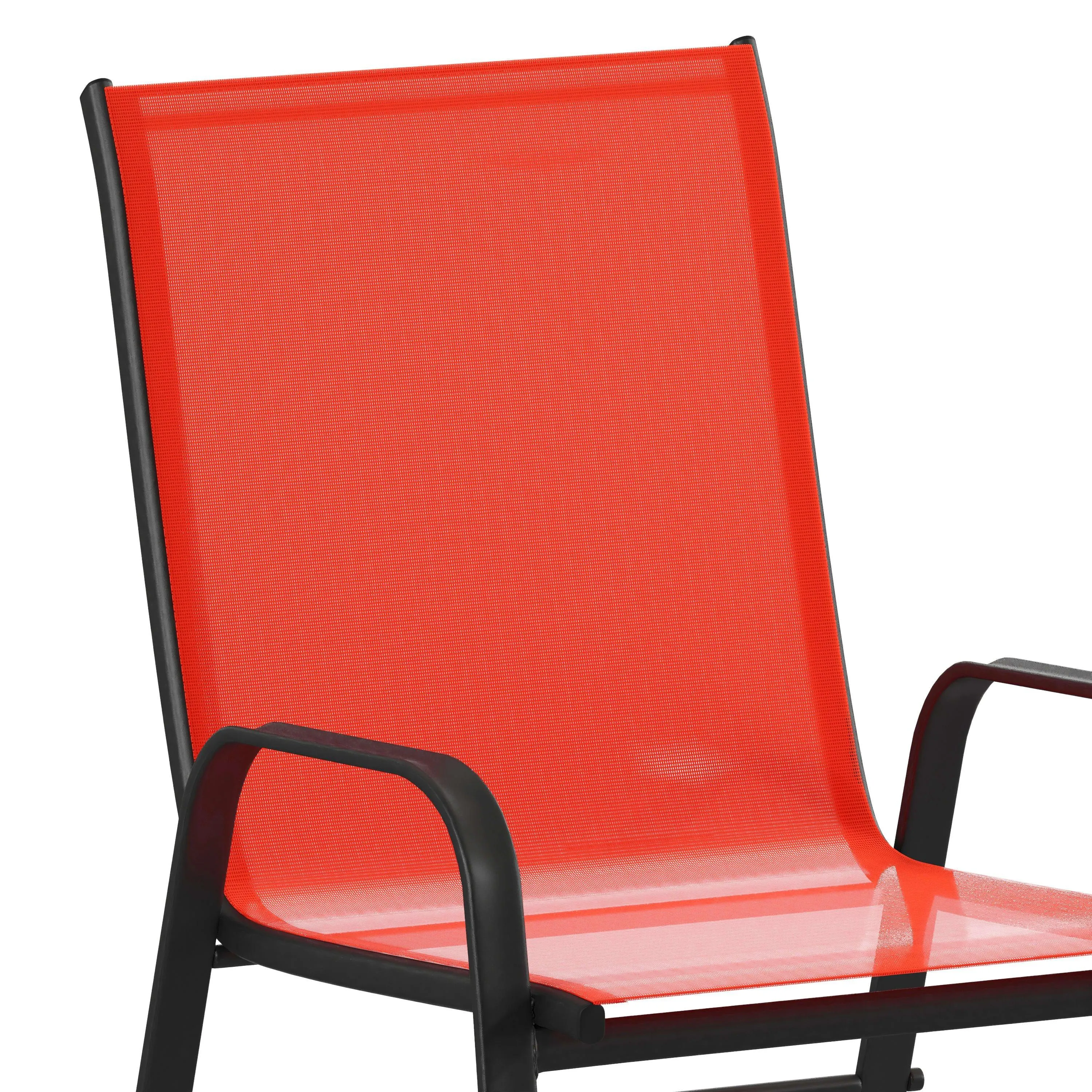 4 Pack Brazos Series Outdoor Stack Chair with Flex Comfort Material and Metal Frame