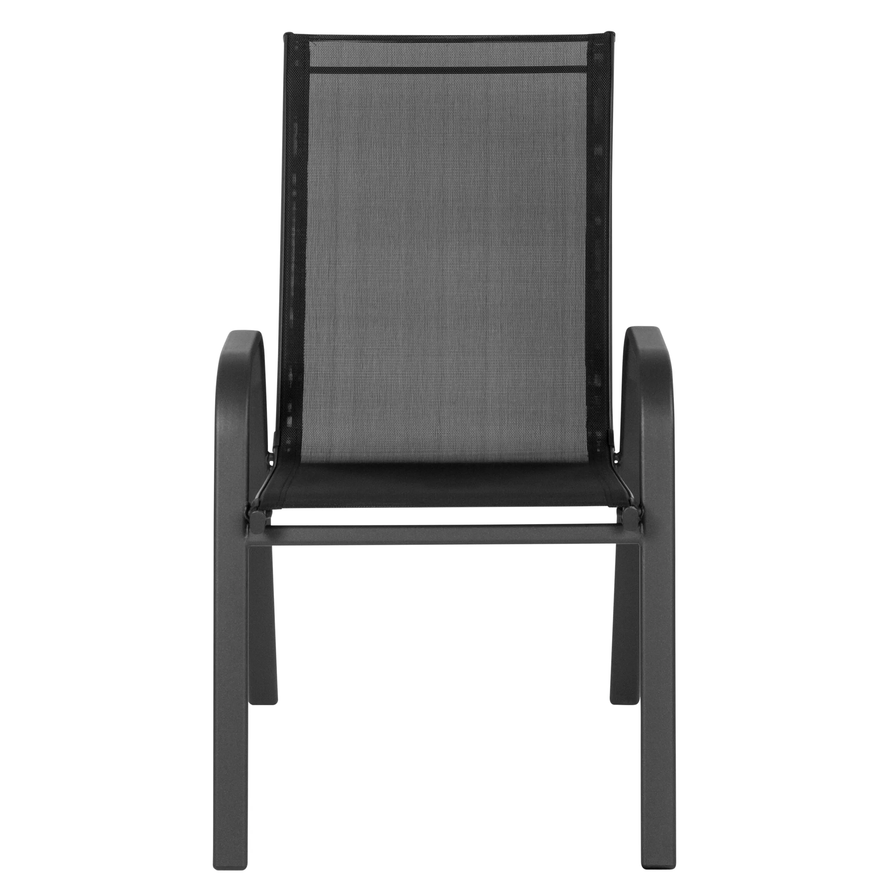 4 Pack Brazos Series Outdoor Stack Chair with Flex Comfort Material and Metal Frame