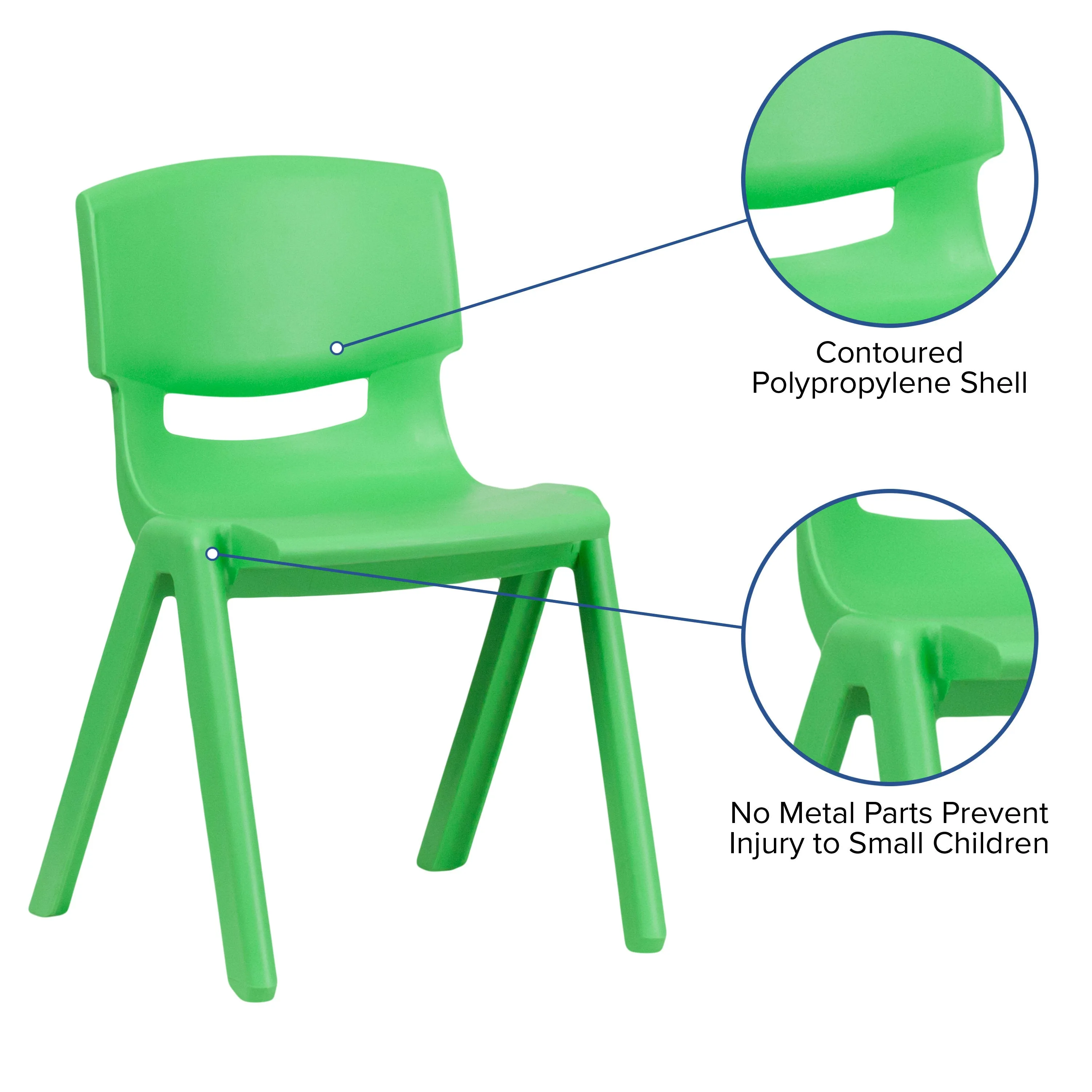 4 Pack Plastic Stackable School Chairs with 13.25" Seat Height