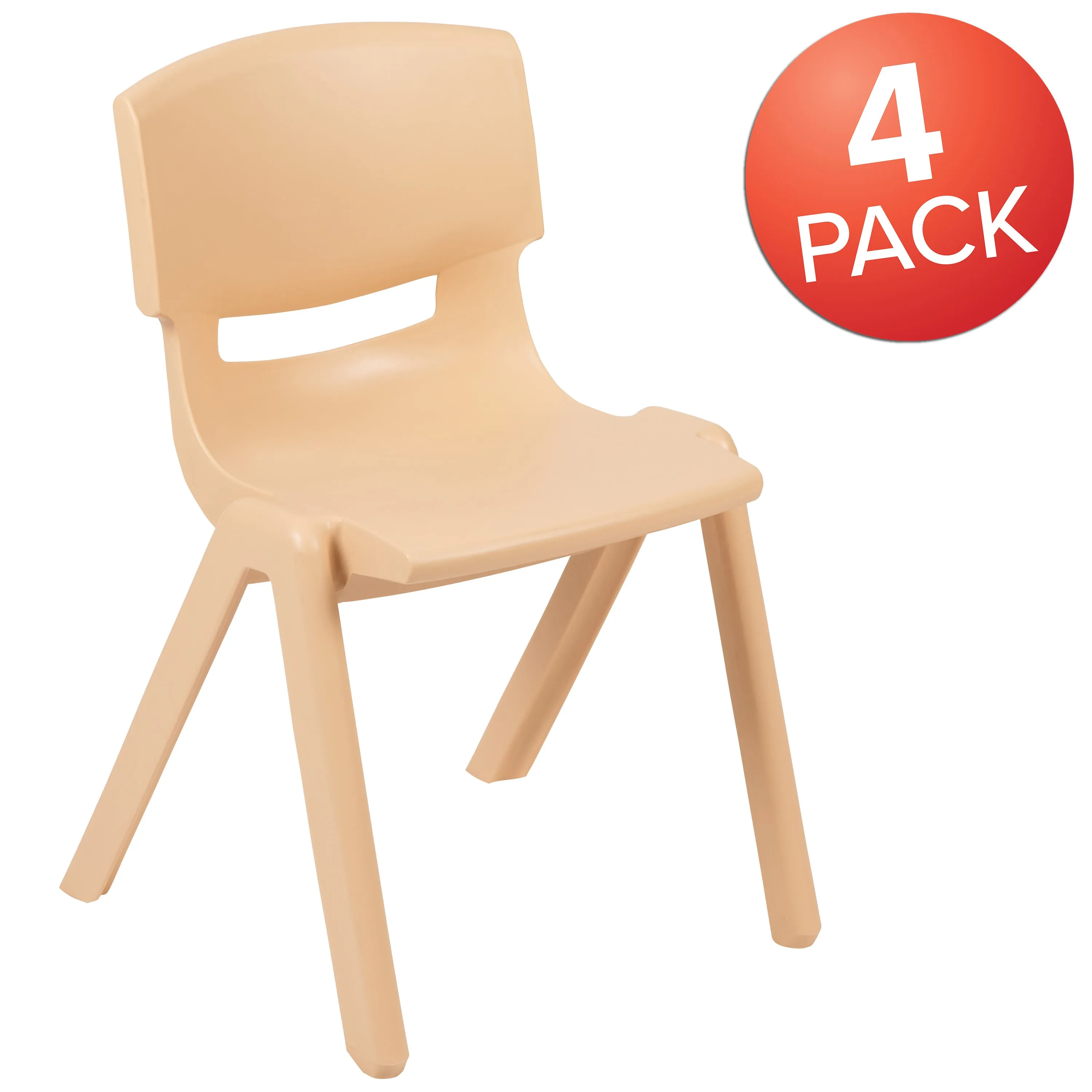 4 Pack Plastic Stackable School Chairs with 13.25" Seat Height