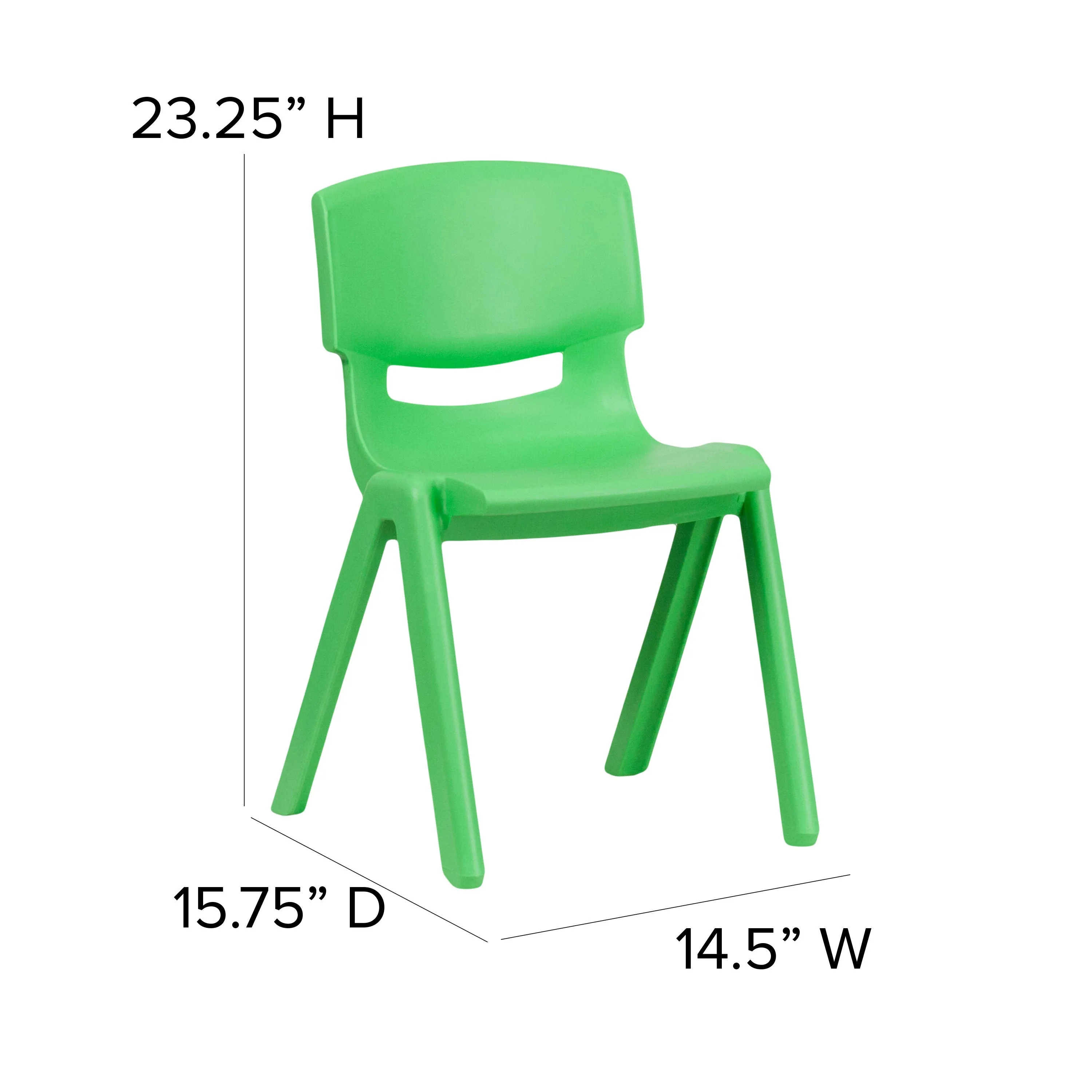 4 Pack Plastic Stackable School Chairs with 13.25" Seat Height