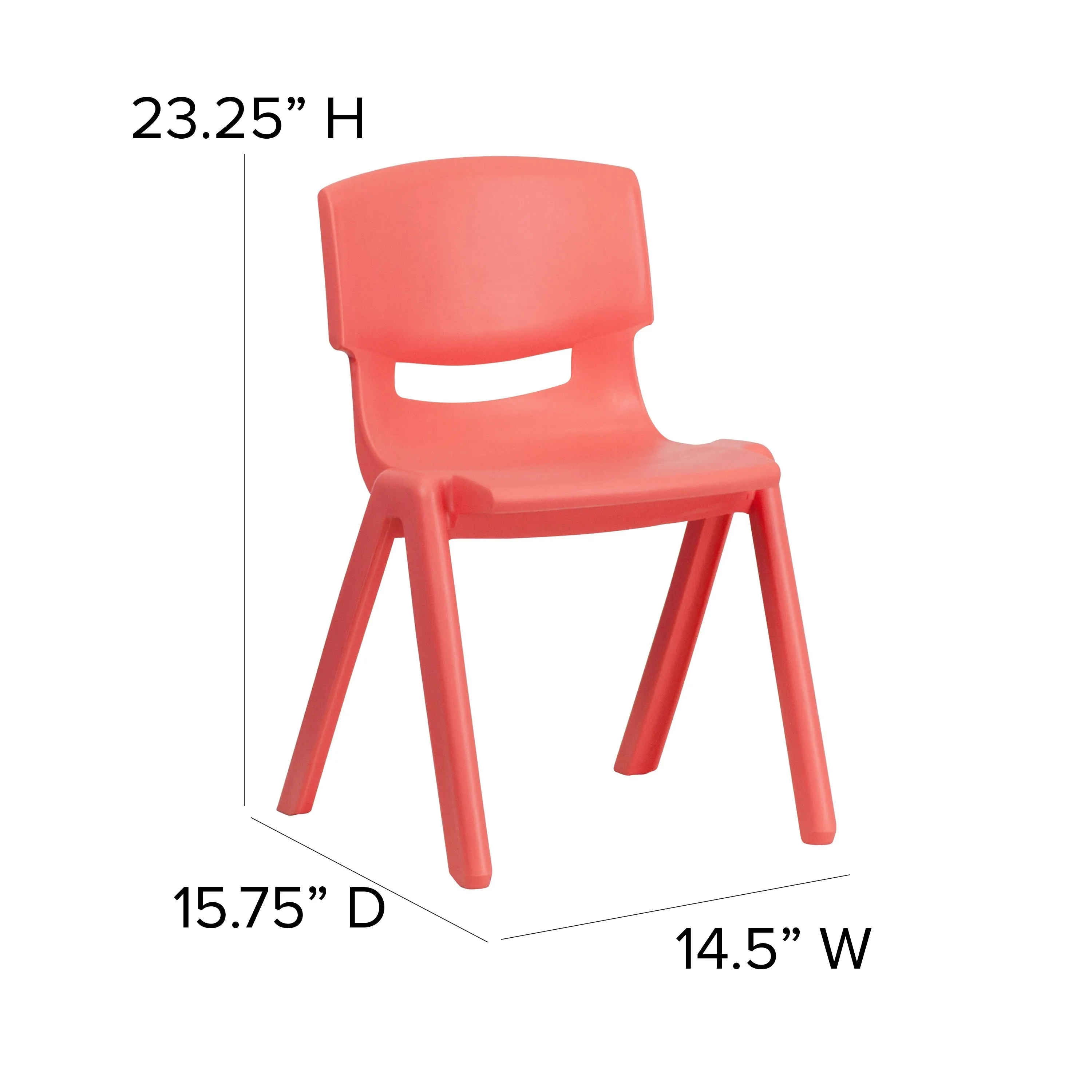 4 Pack Plastic Stackable School Chairs with 13.25" Seat Height