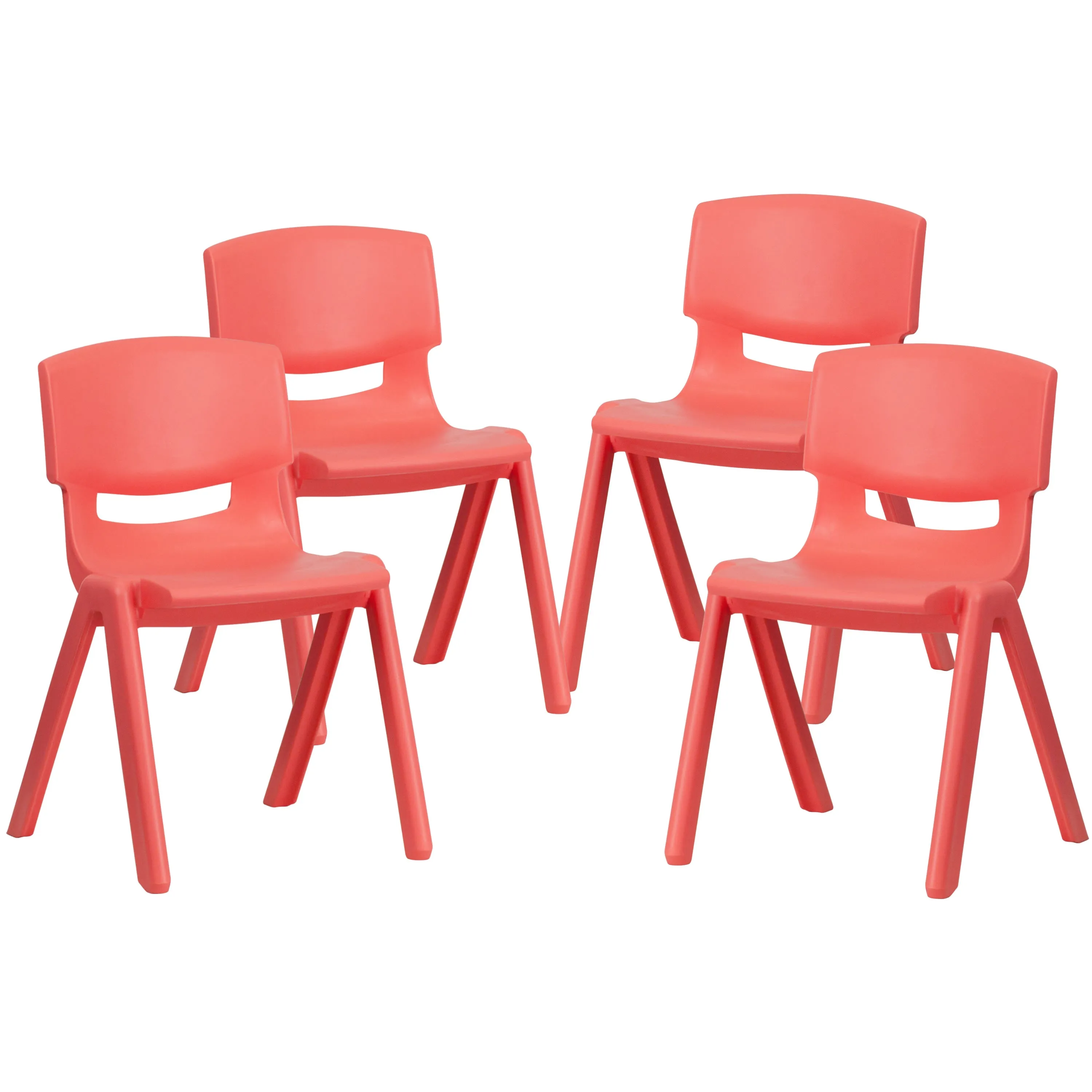 4 Pack Plastic Stackable School Chairs with 13.25" Seat Height