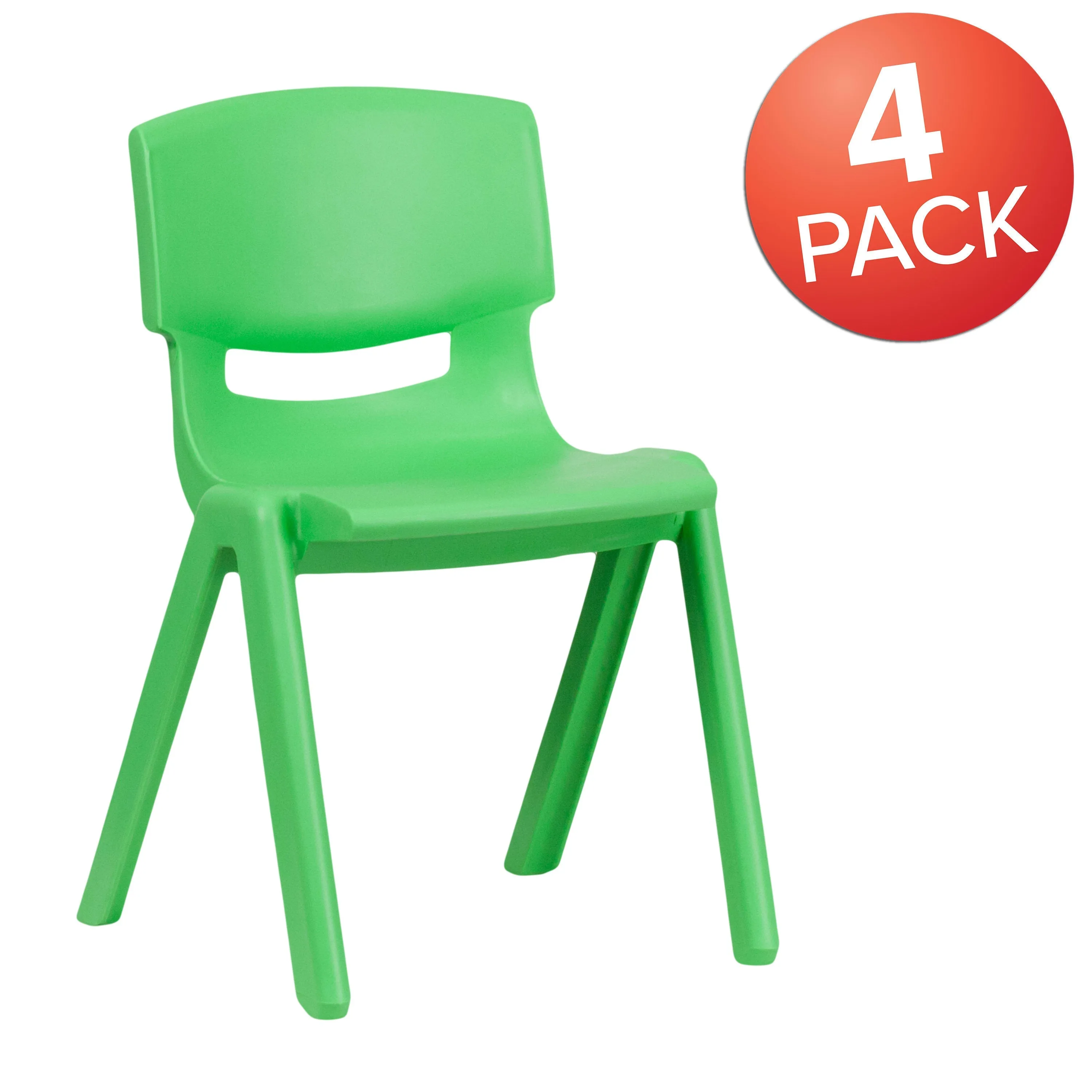 4 Pack Plastic Stackable School Chairs with 13.25" Seat Height