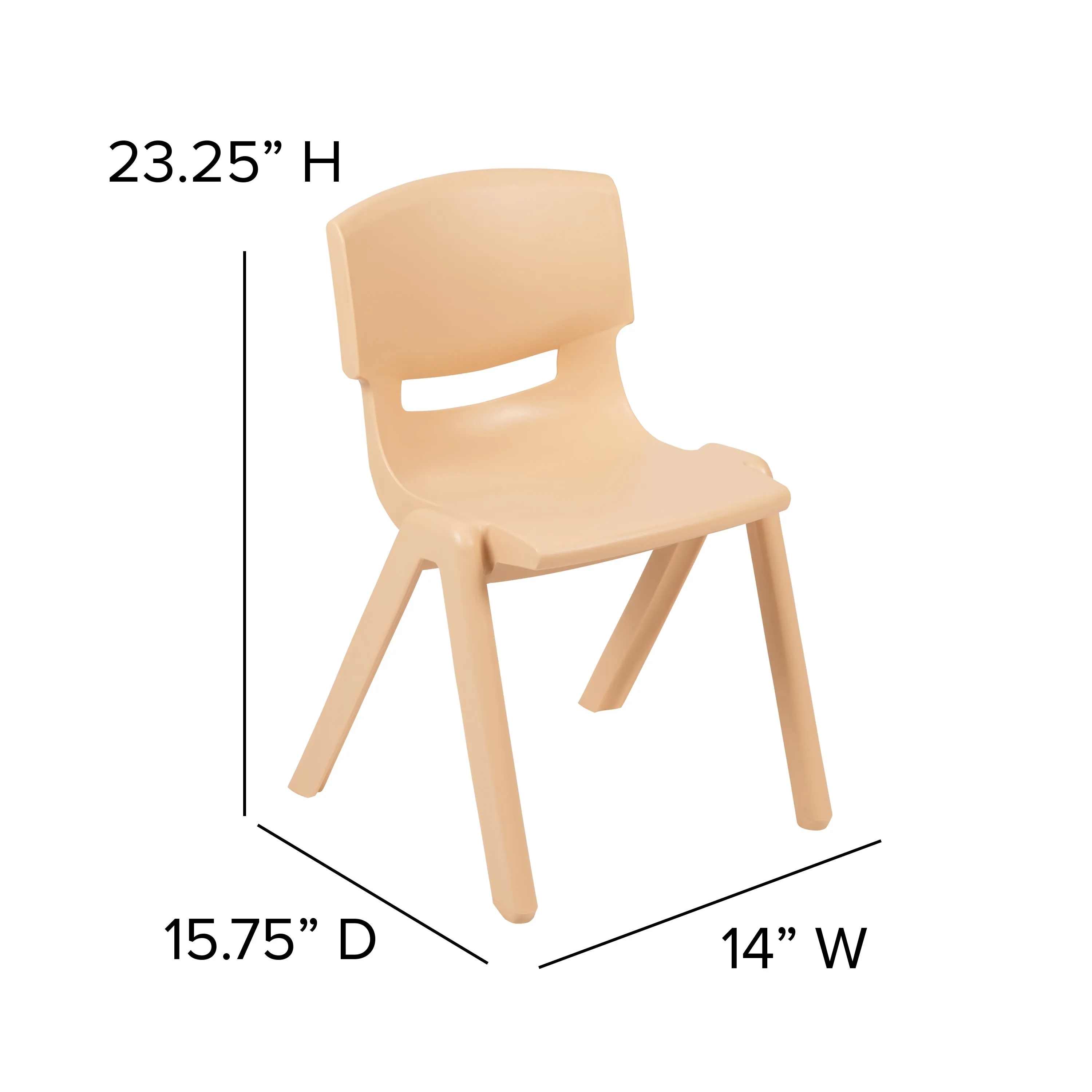 4 Pack Plastic Stackable School Chairs with 13.25" Seat Height