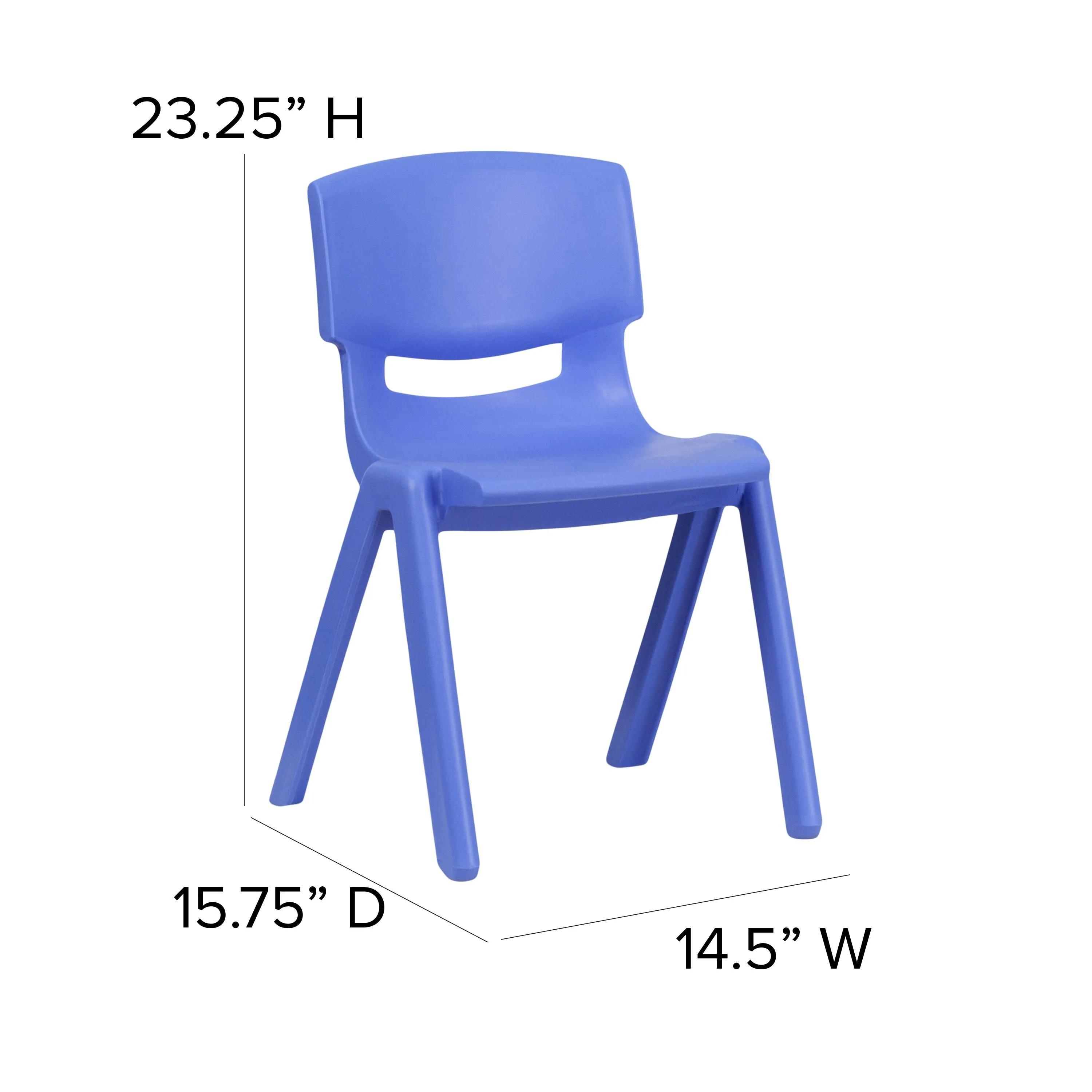 4 Pack Plastic Stackable School Chairs with 13.25" Seat Height