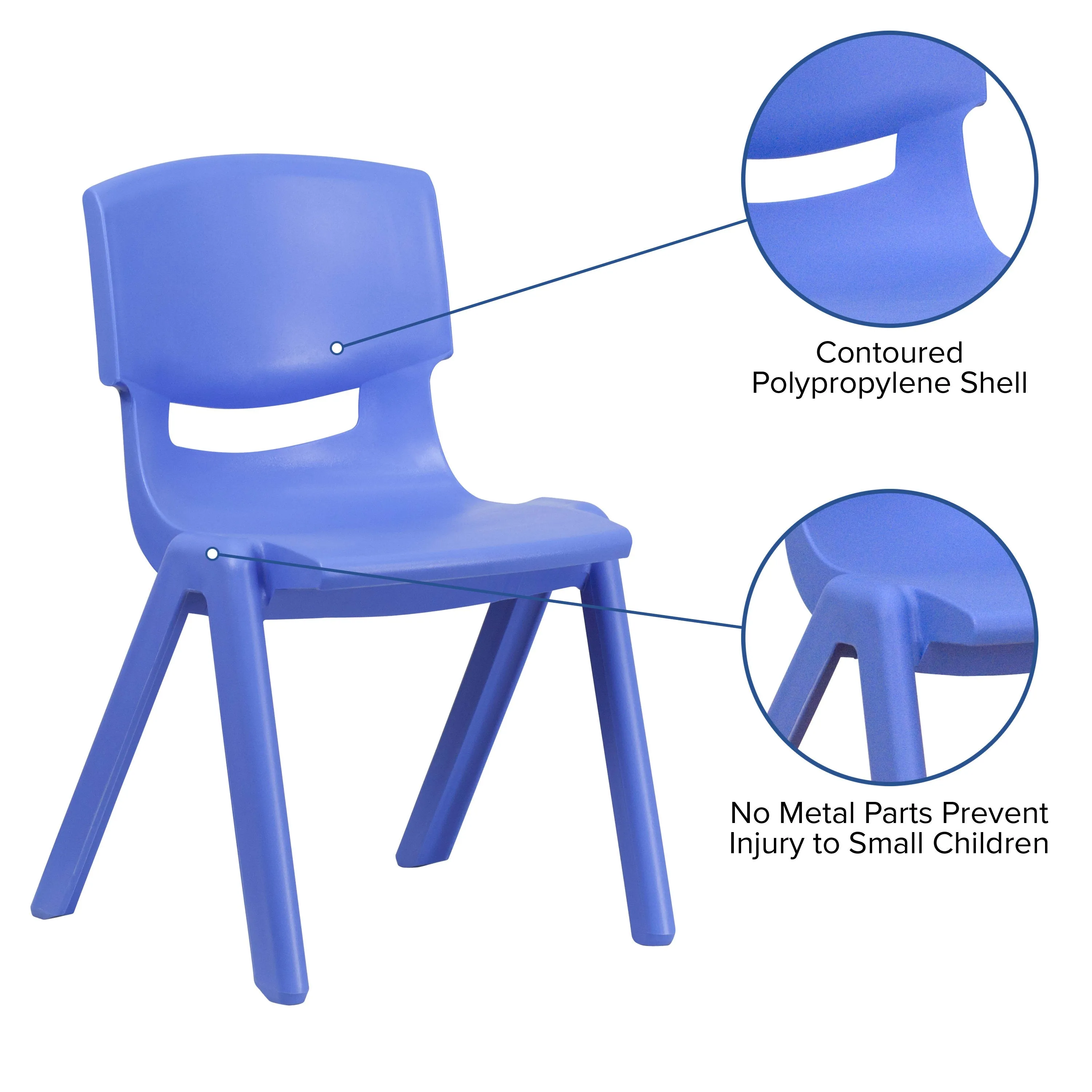 4 Pack Plastic Stackable School Chairs with 13.25" Seat Height