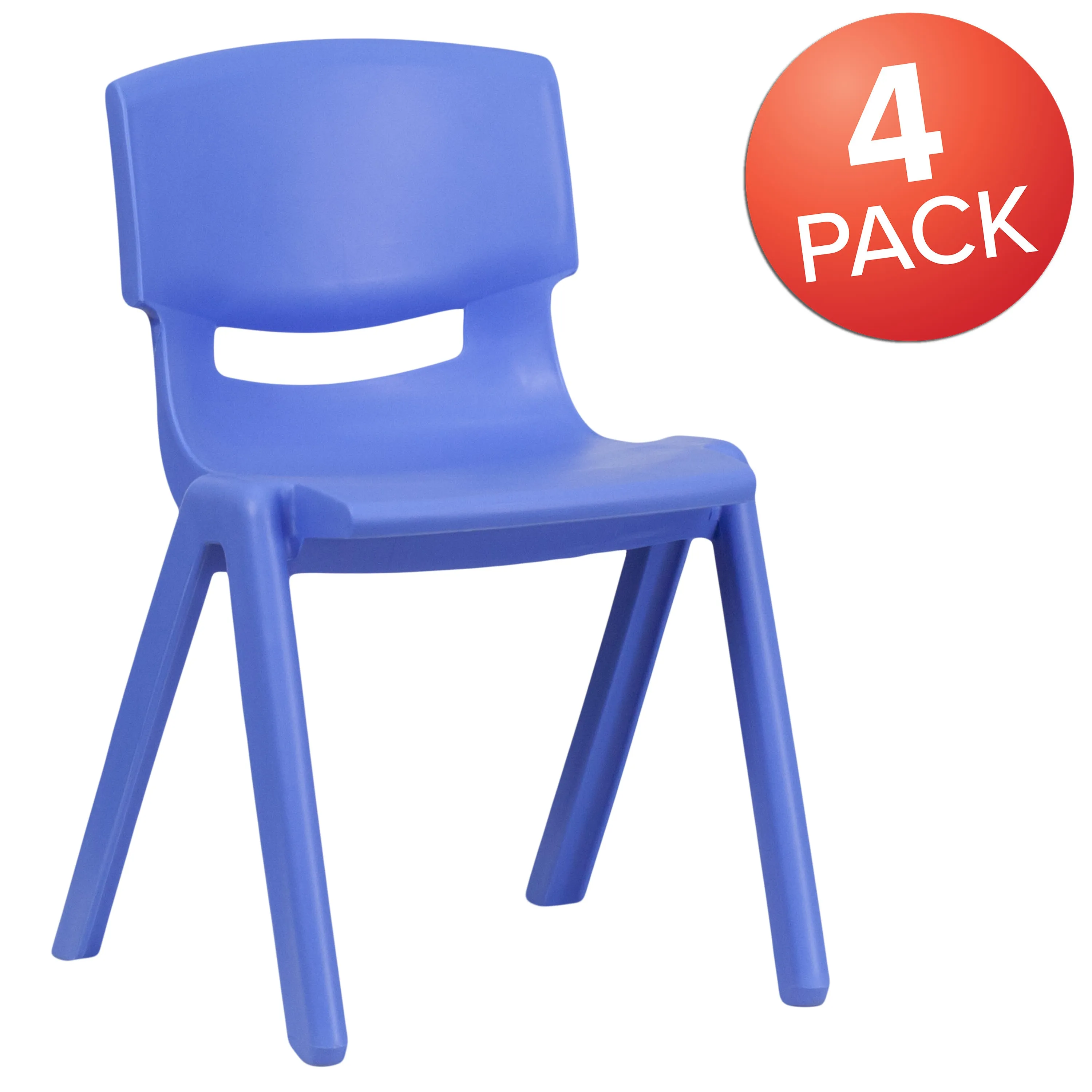 4 Pack Plastic Stackable School Chairs with 13.25" Seat Height