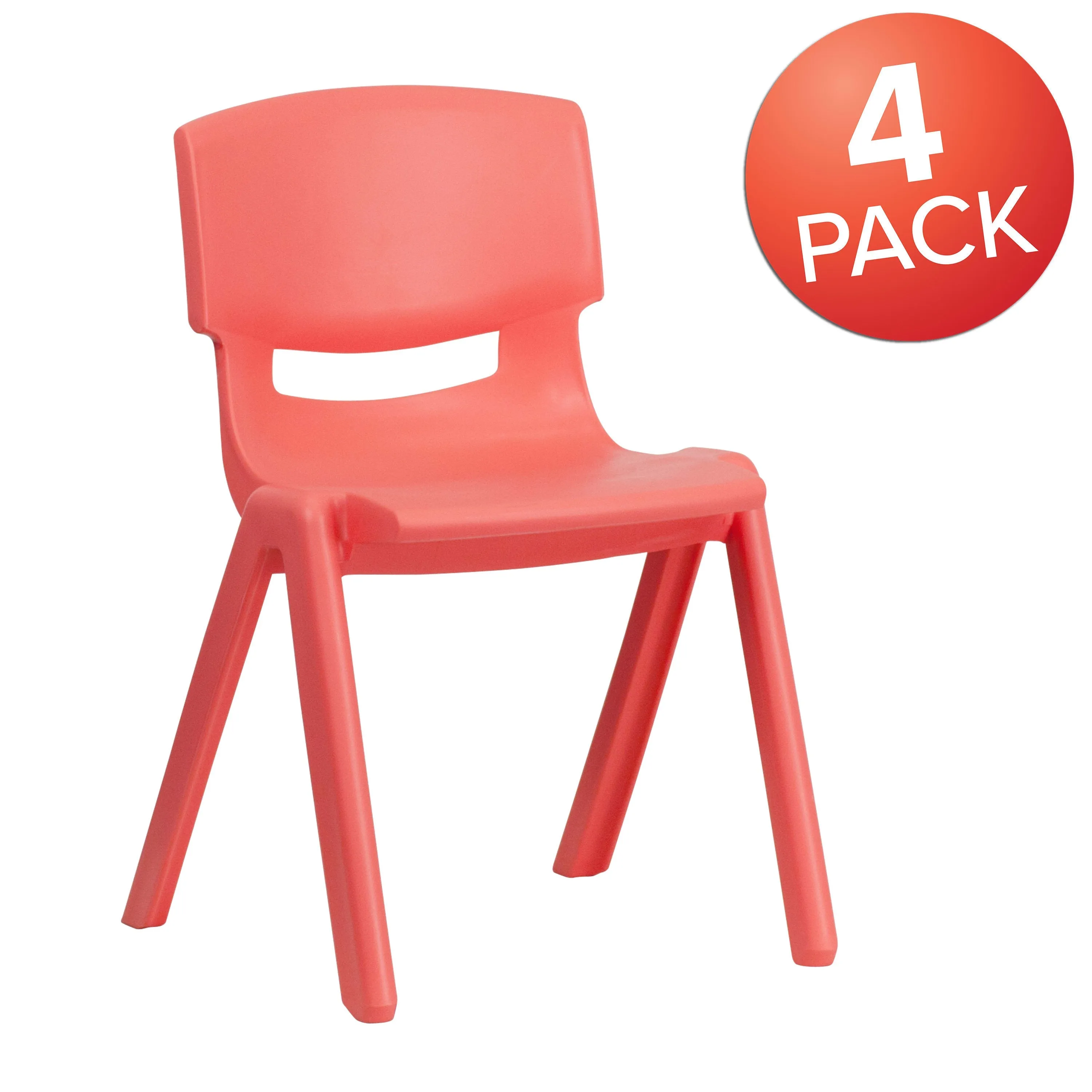 4 Pack Plastic Stackable School Chairs with 13.25" Seat Height