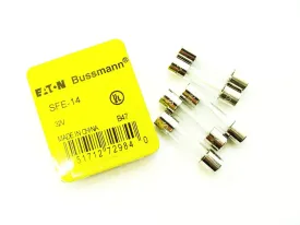 5 PK Bussmann SFE-14 AMP Glass Fuses 1/4" x 1-1/16" Fast-acting