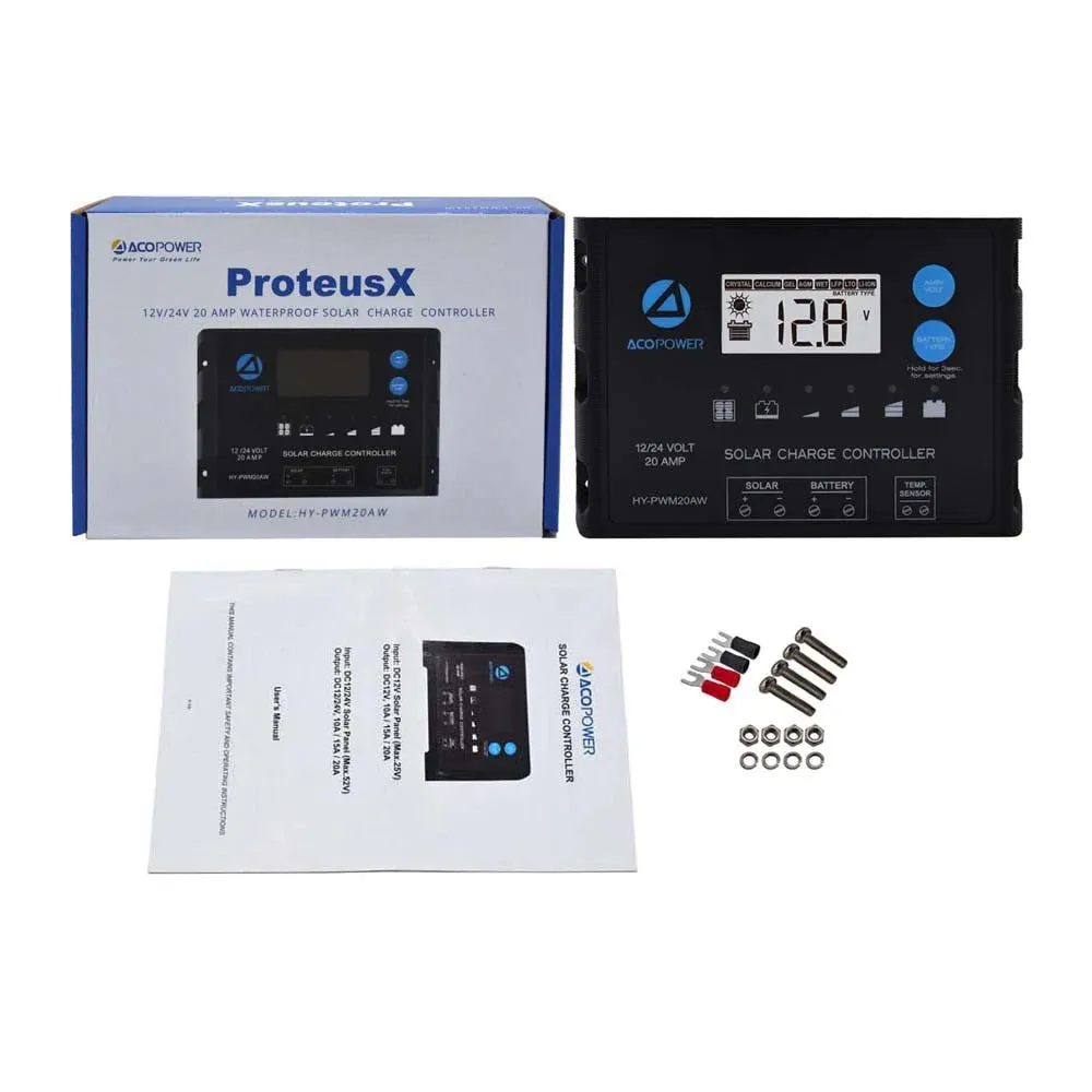 ACOPower 20A ProteusX Waterproof PWM Solar Charge Controller