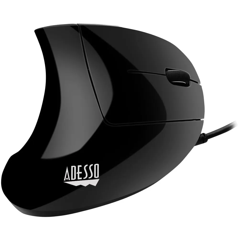 Adesso - iMouse Wired Optical Ergonomic Mouse - Glossy black