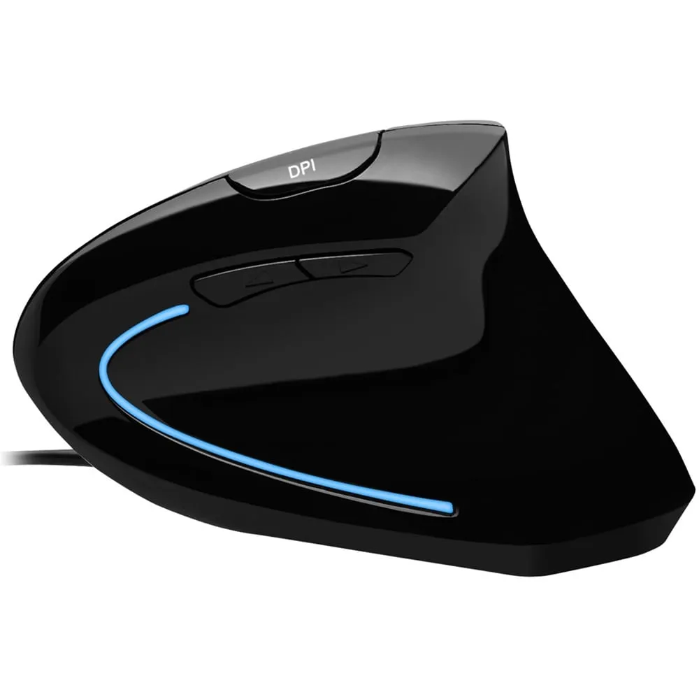 Adesso - iMouse Wired Optical Ergonomic Mouse - Glossy black