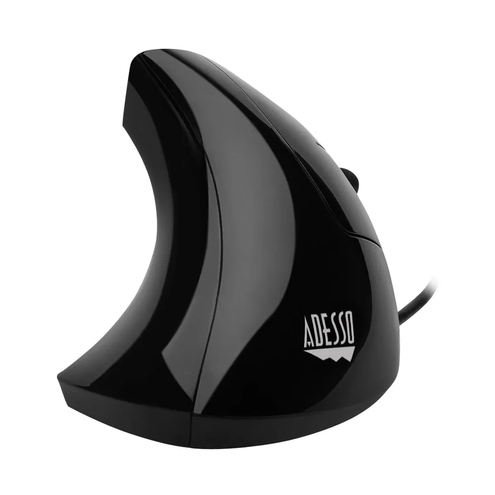 Adesso - iMouse Wired Optical Ergonomic Mouse - Glossy black