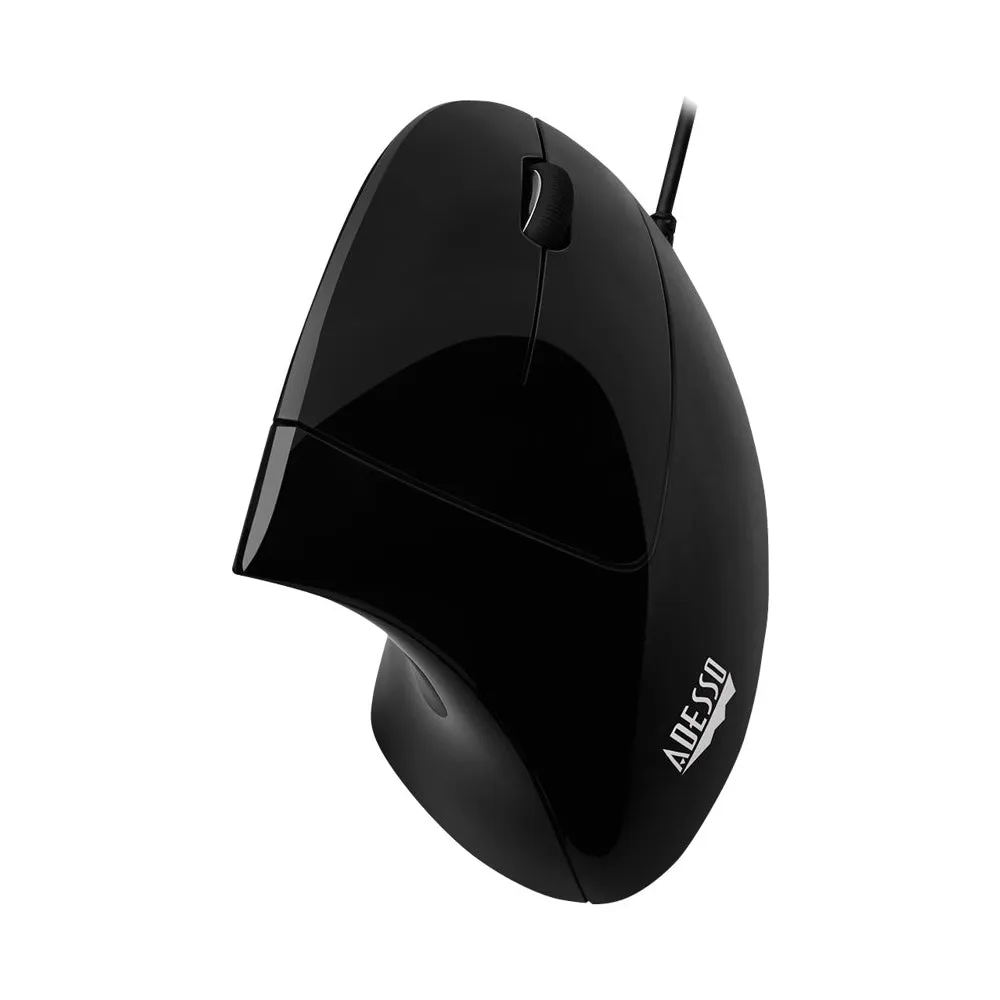 Adesso - iMouse Wired Optical Ergonomic Mouse - Glossy black