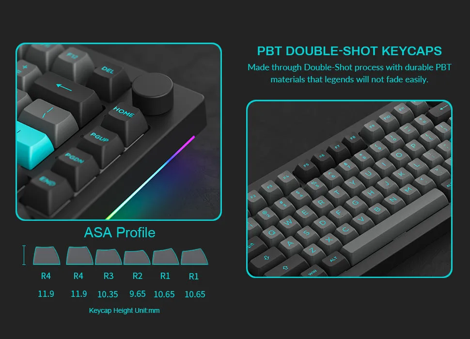 Akko Black & Cyan 5075B Plus Multi-Modes RGB Mechanical Keyboard (Akko CS Wine Red)