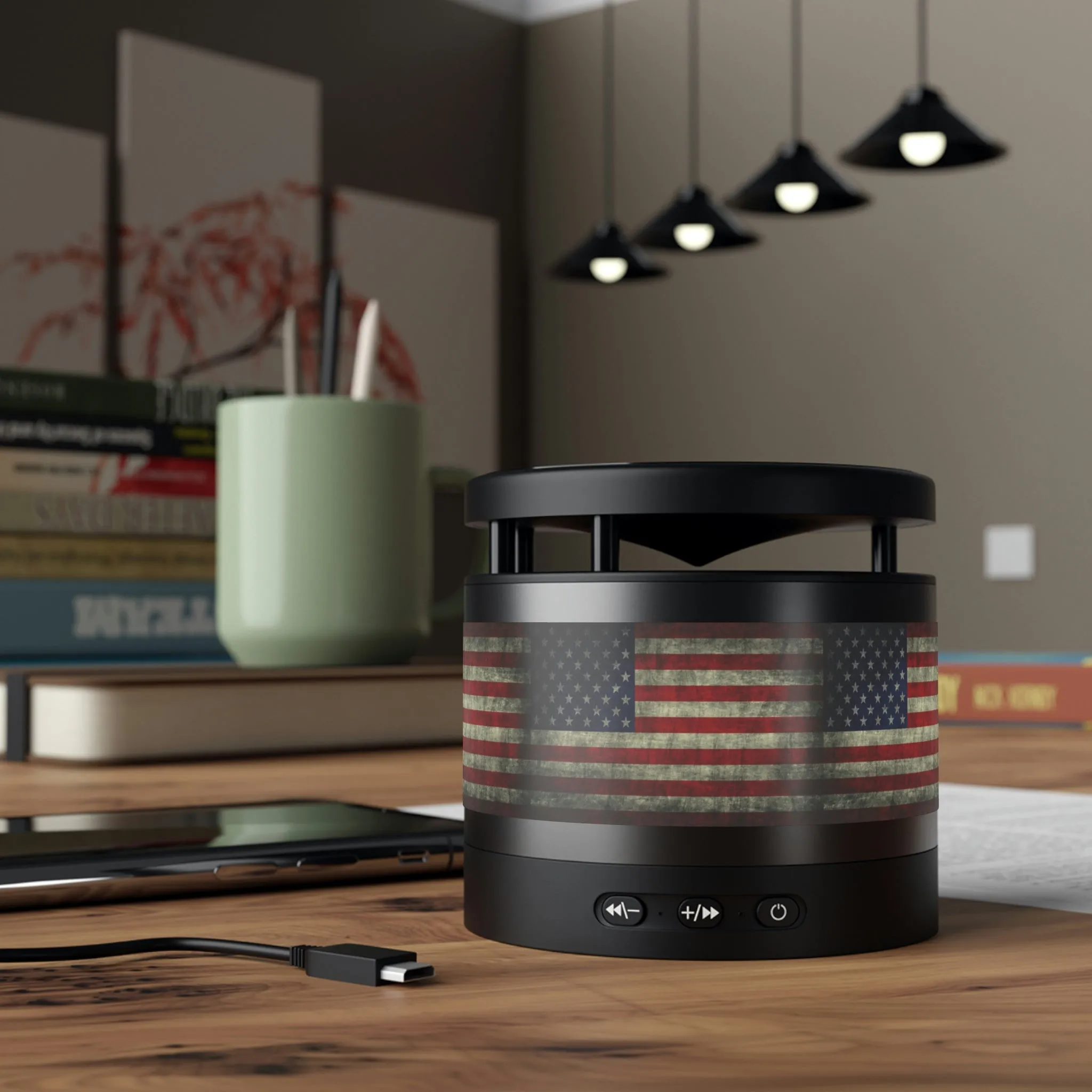 American Flag Metal Bluetooth Speaker and Wireless Charging Pad