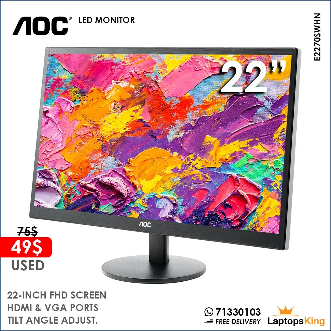 Aoc 22" E2270SWHN Fhd Led Monitor (Used Very Clean)