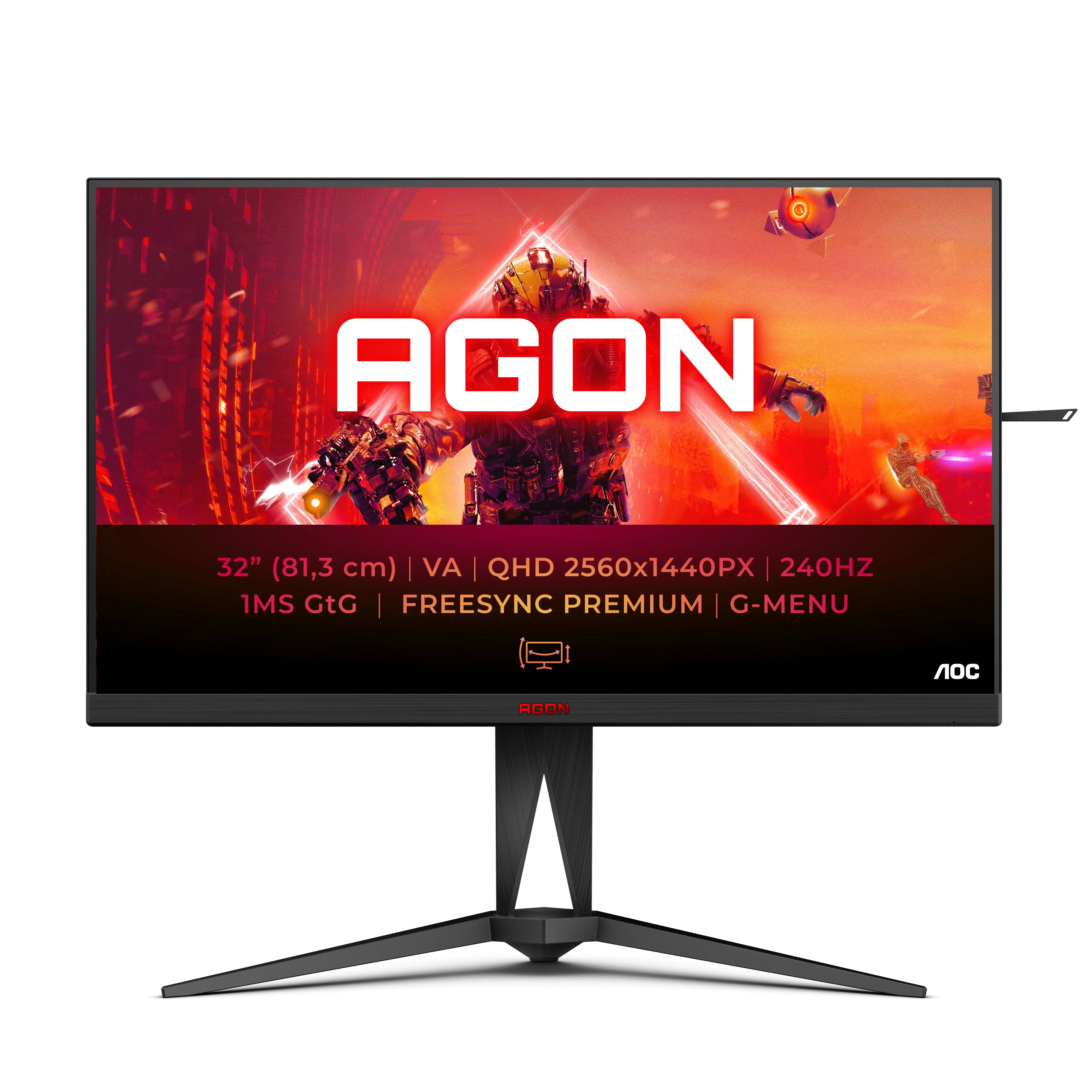 Aoc Agon Ag325qzn - Ag5 Series - Led Monitor - Gaming - 31.5" - 2560 X 1440 Qhd @ 240 Hz - Va - 400 Cd/M� - 4000:1 - Dis