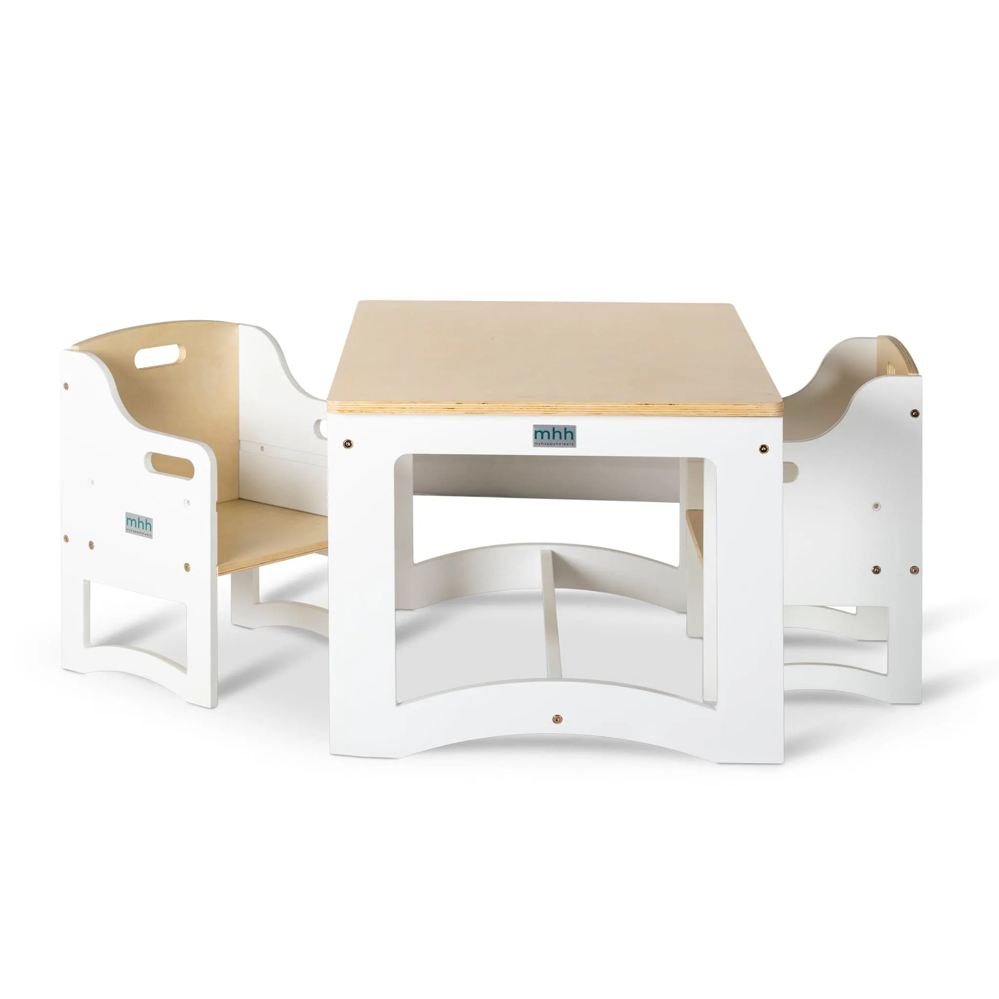 Aspire Table & 2 Chairs - White and Varnish