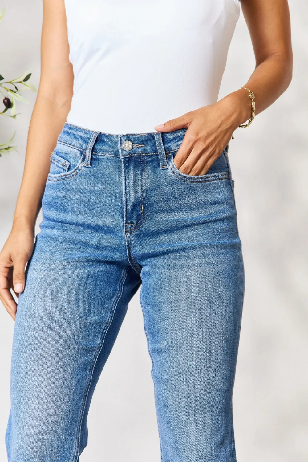 BAYEAS Full Size High Waist Straight Jeans