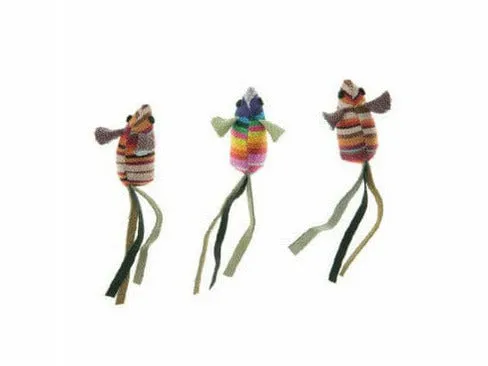 Cat toy Set of 3 Mice in Colored Fabric