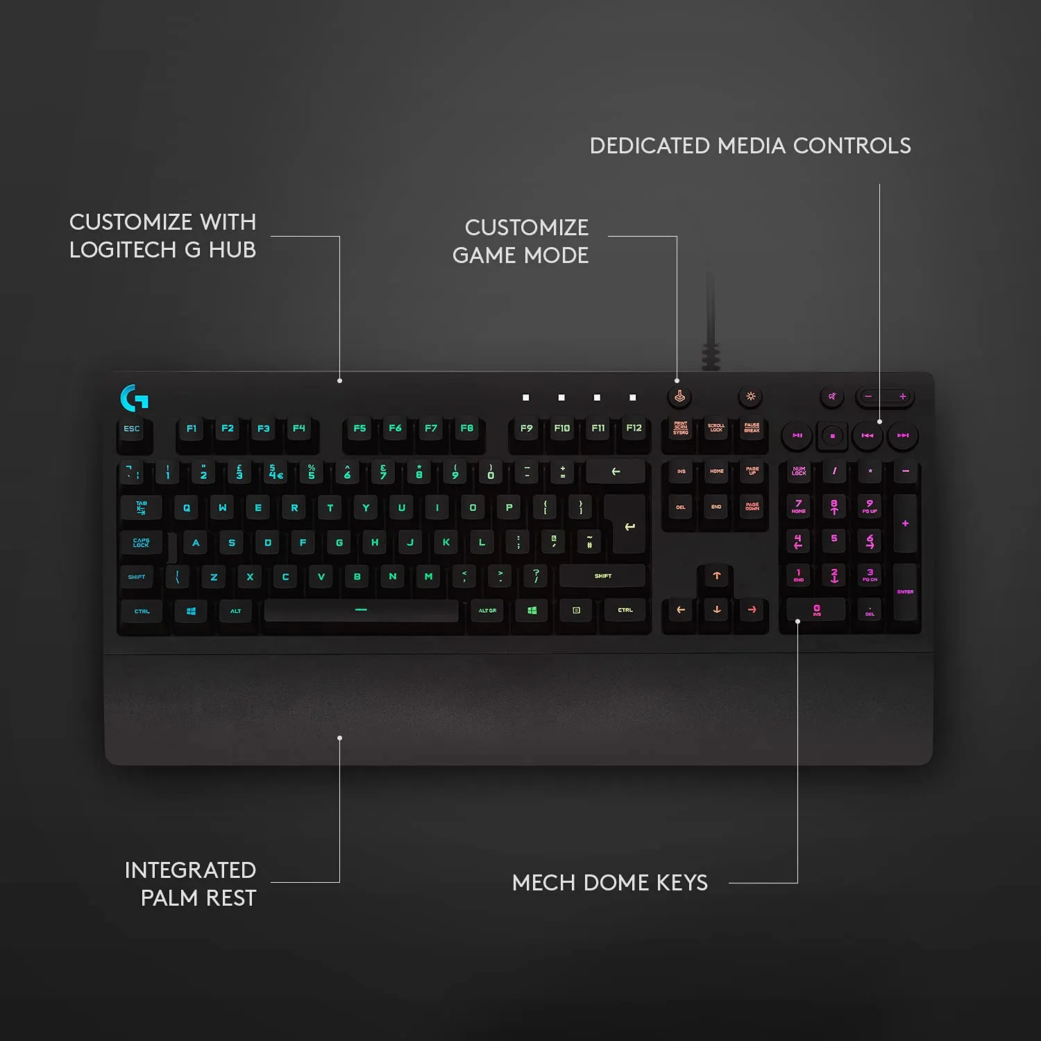 Certified Refurbished - Logitech G213 Prodigy Gaming Keyboard, LIGHTSYNC RGB Backlit Keys - Black