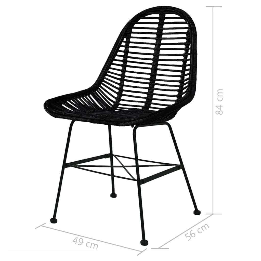 Dining Chairs 6 pcs Black Natural Rattan