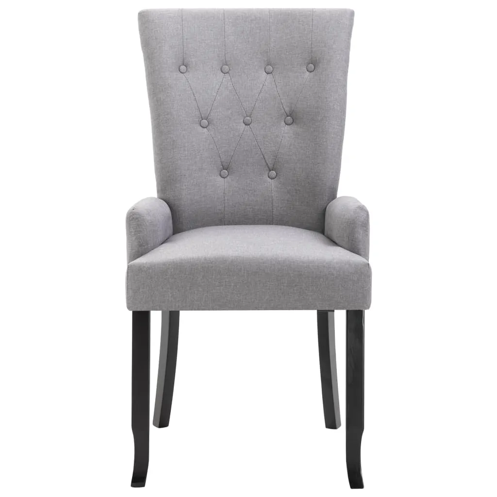 Dining Chairs with Armrests 6 pcs Light Grey Fabric