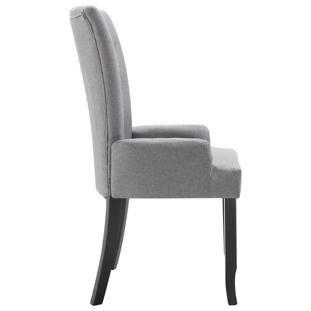 Dining Chairs with Armrests 6 pcs Light Grey Fabric