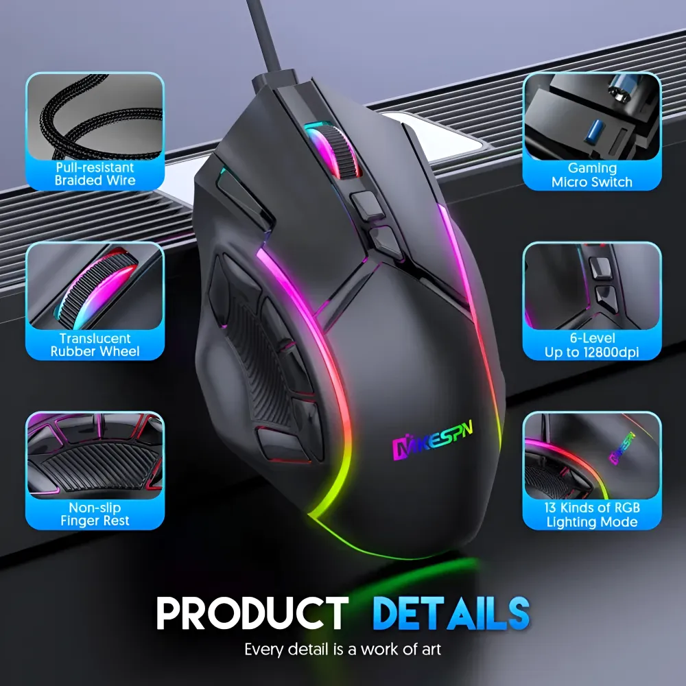 Dragon MAX 12800 DPI 12 Key RGB Gaming Mouse