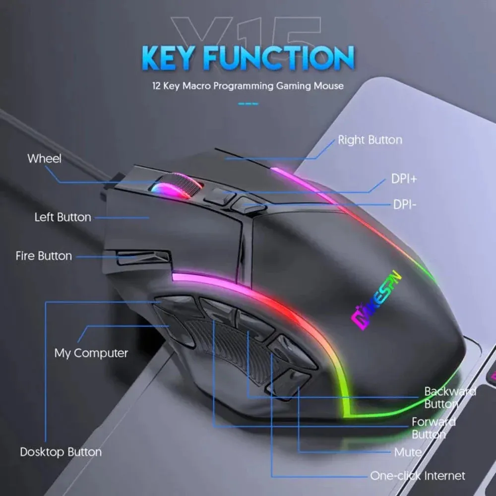 Dragon MAX 12800 DPI 12 Key RGB Gaming Mouse