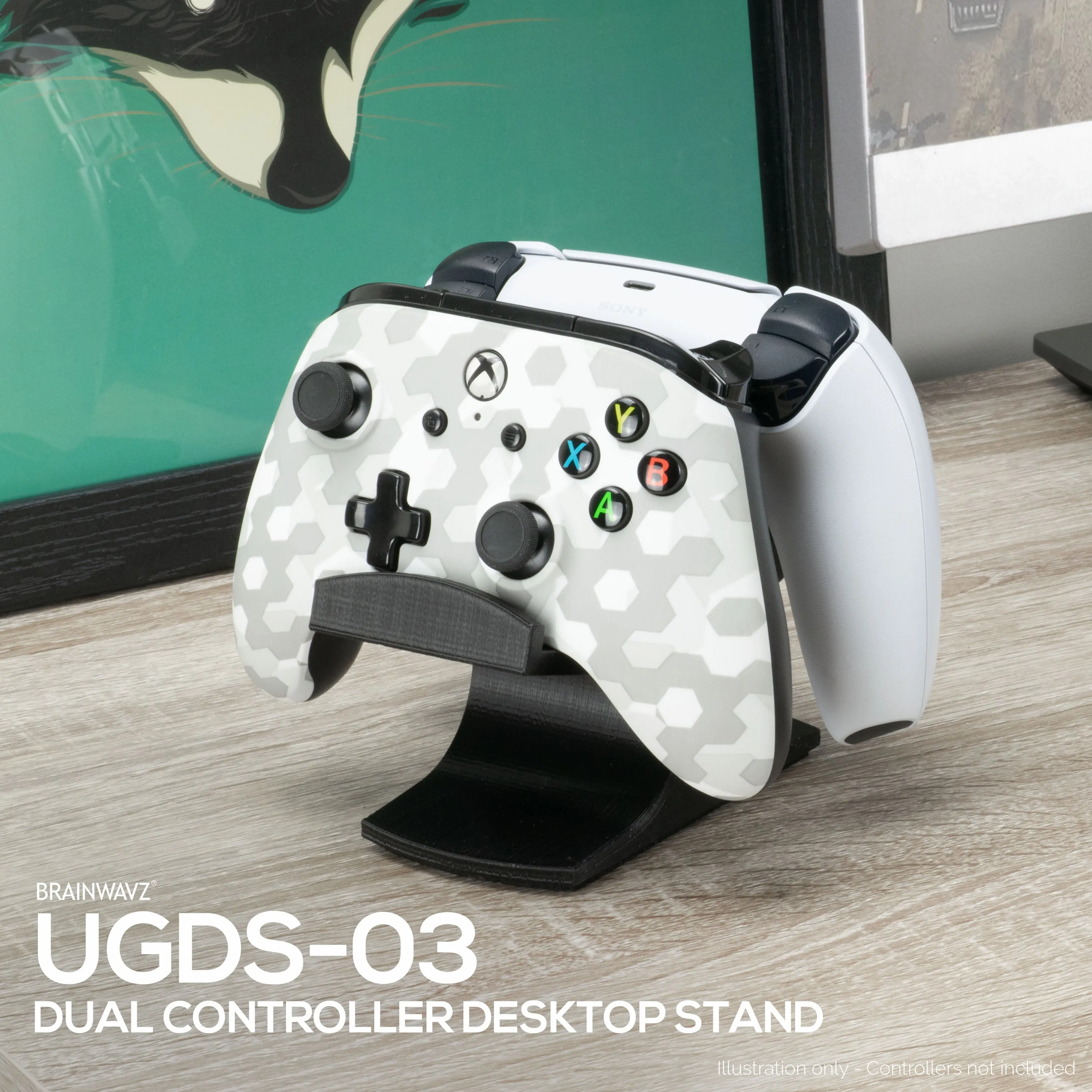 Dual Game Controller Desktop Holder Stand - Universal Design for Xbox ONE, PS5, PS4, PC, Steelseries, Steam & More