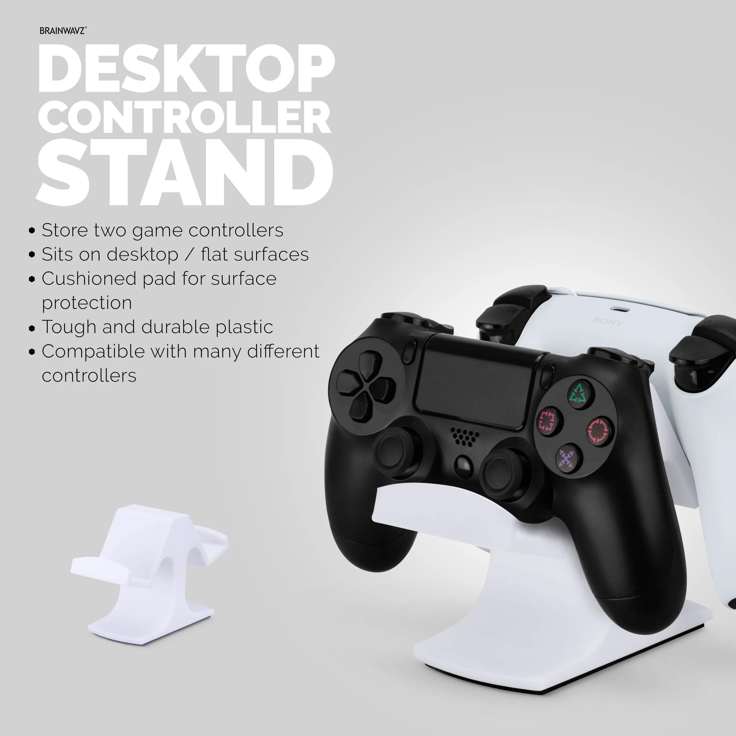 Dual Game Controller Desktop Holder Stand - Universal Design for Xbox ONE, PS5, PS4, PC, Steelseries, Steam & More