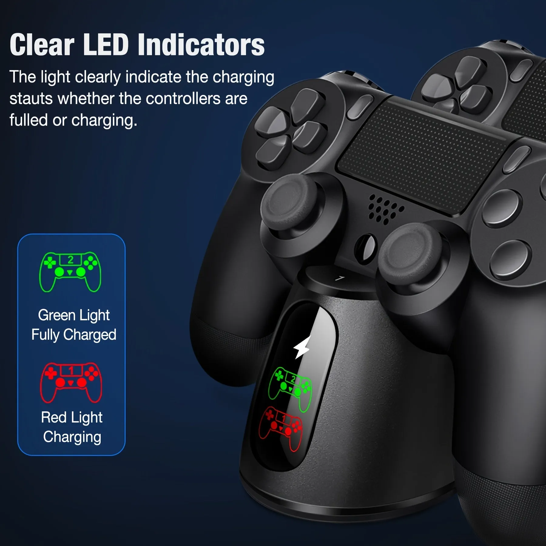 Dual Wireless Controller Charging Dock for PS4