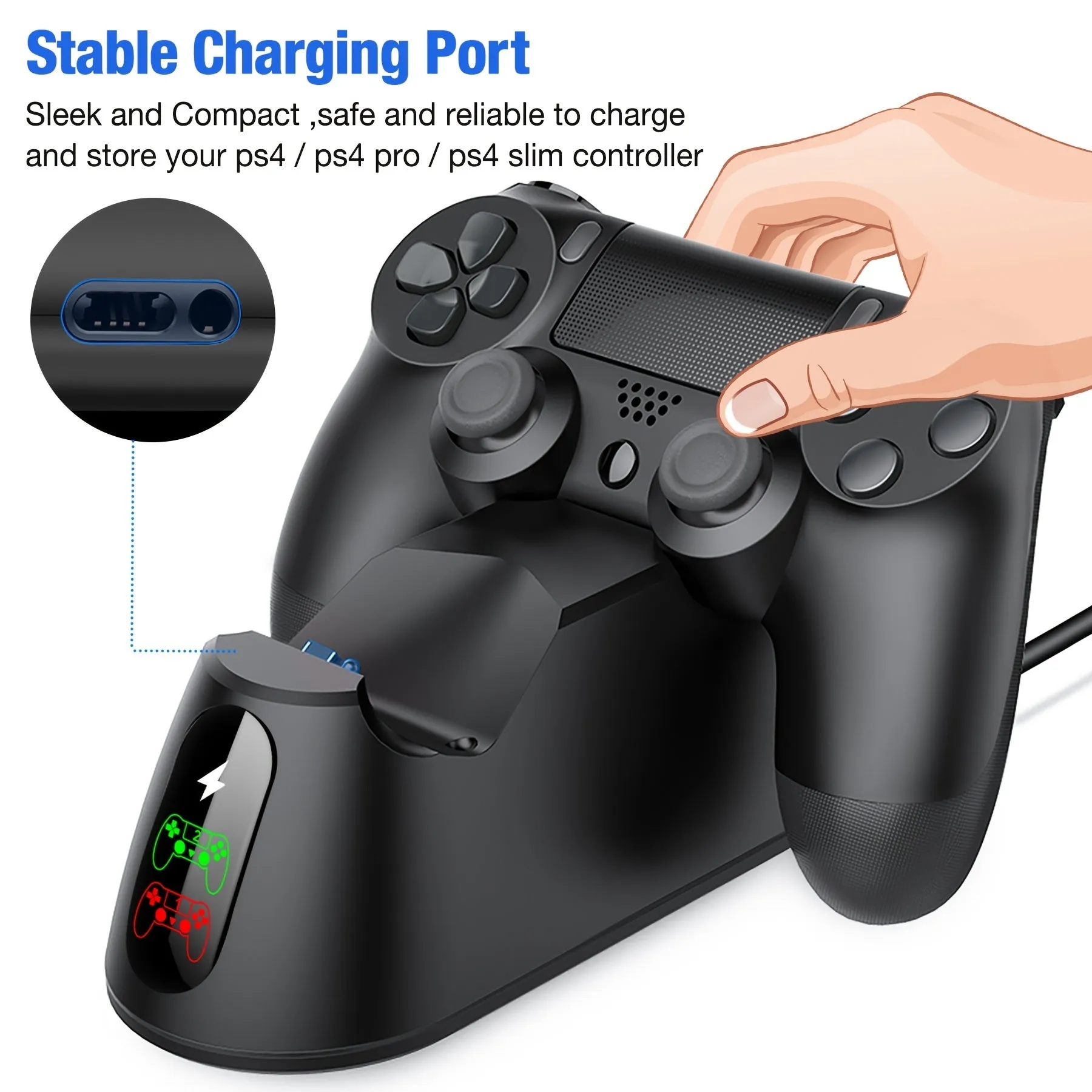 Dual Wireless Controller Charging Dock for PS4