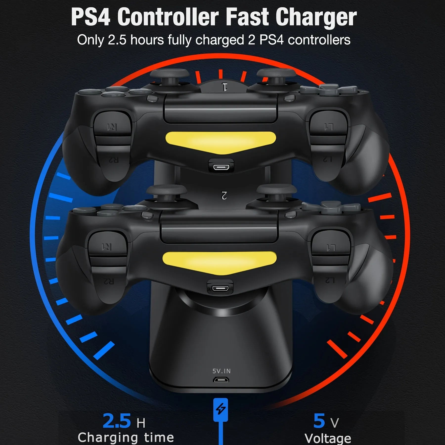 Dual Wireless Controller Charging Dock for PS4