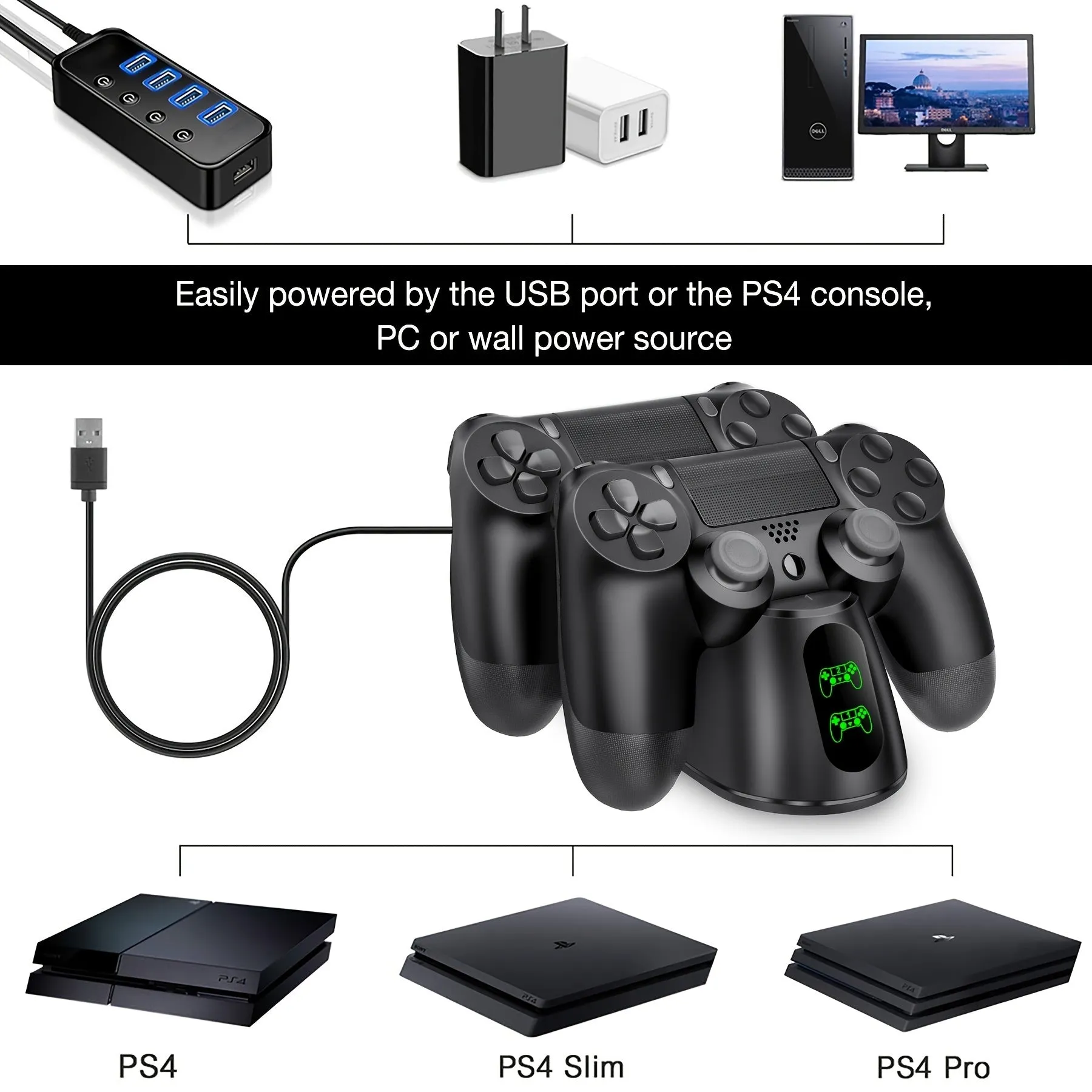 Dual Wireless Controller Charging Dock for PS4