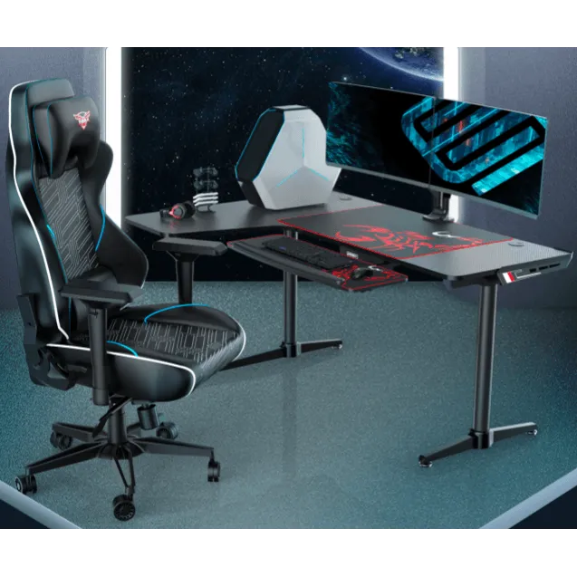 Eureka Ergonomic Black L-Shaped L60 Gaming Computer Table, ERK-L60-B