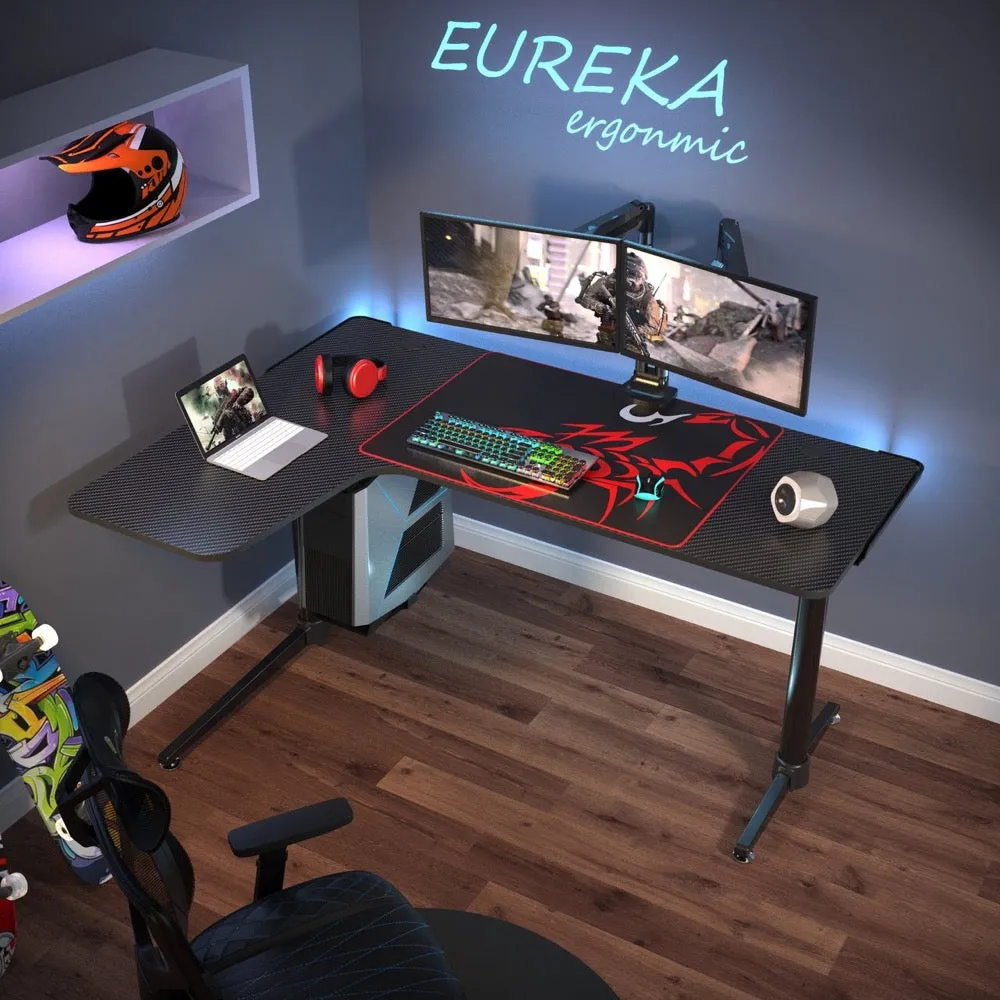 Eureka Ergonomic Black L-Shaped L60 Gaming Computer Table, ERK-L60-B