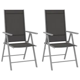 Folding Garden Chairs 2 pcs Textilene Black