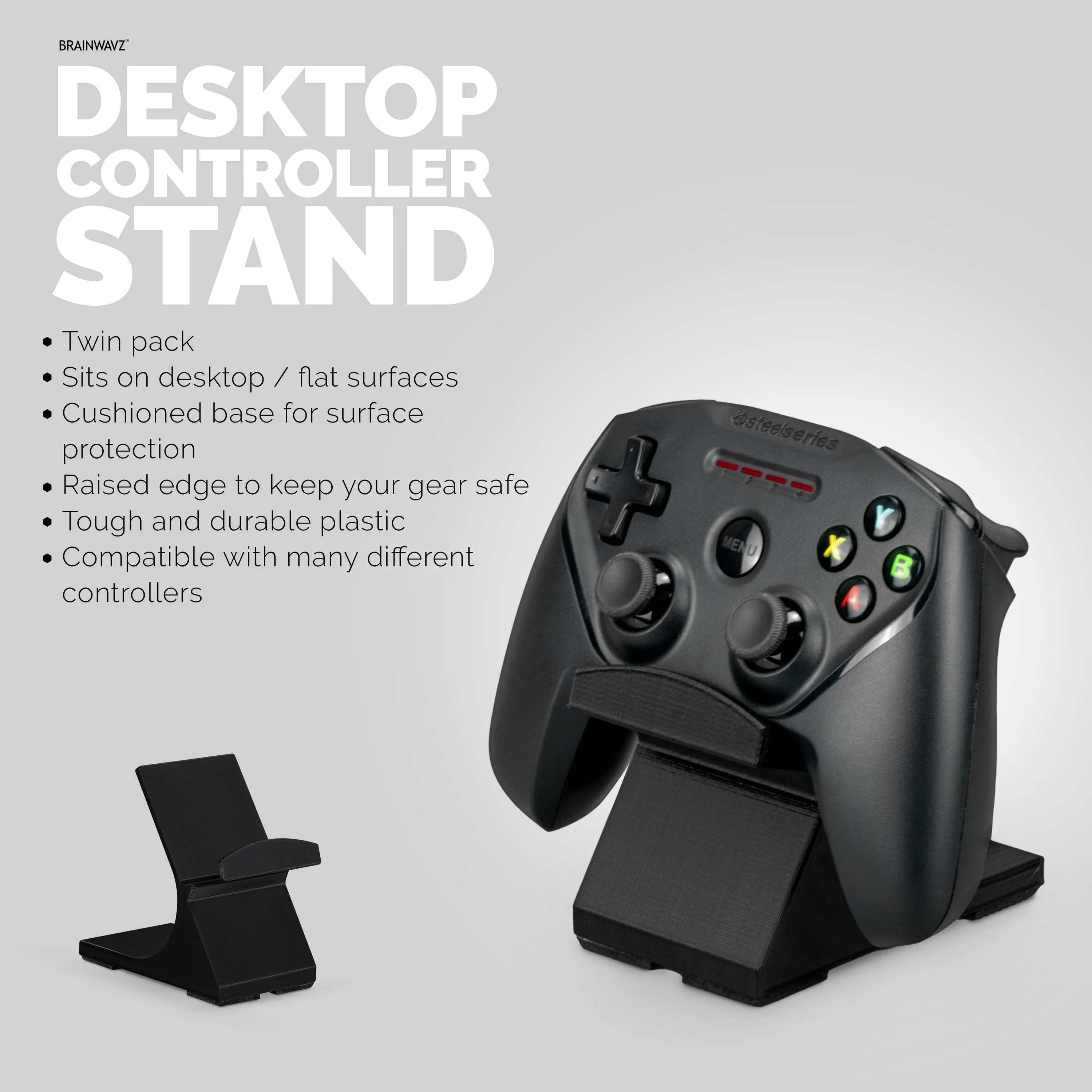 Game Controller Desktop Holder Stand (2 Pack) - Universal Design for Xbox ONE, PS5, PS4, PC, Steelseries, Steam & More, Reduce Clutter UGDS-05