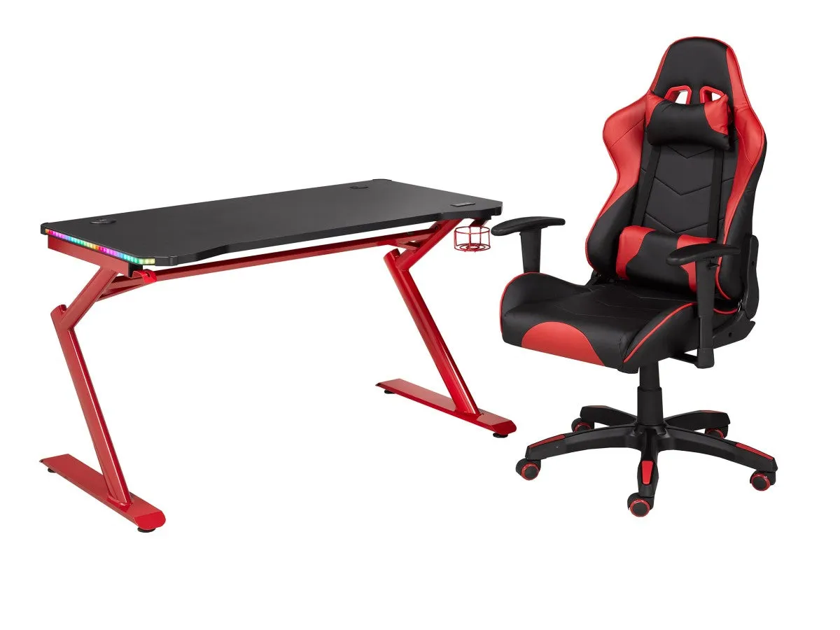 Gaming Desk & Chair Set, Black/Red