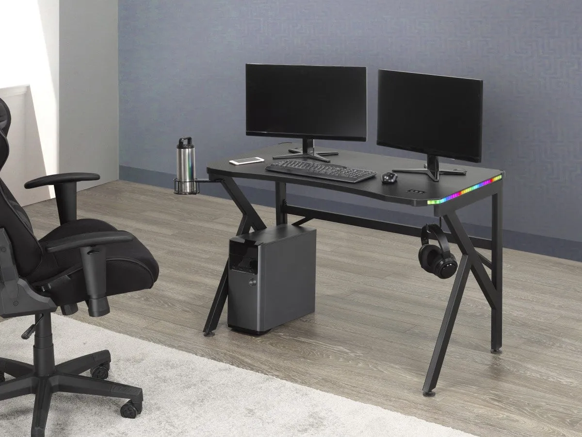 Gaming Desk & Chair Set, Grey/Black