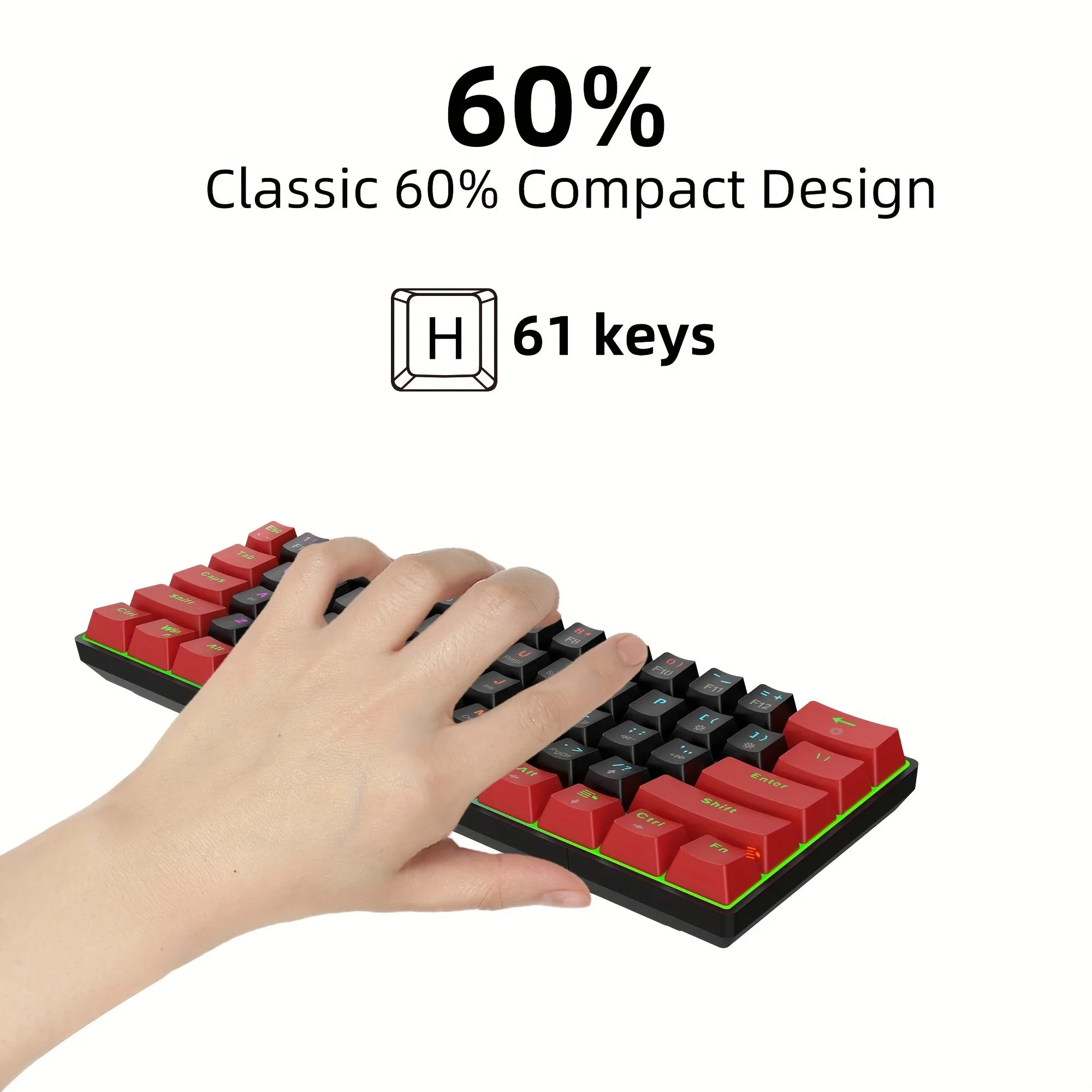 HXSJ 60% Mechanical Gaming Keyboard Compact, Portable, and Precision Performance